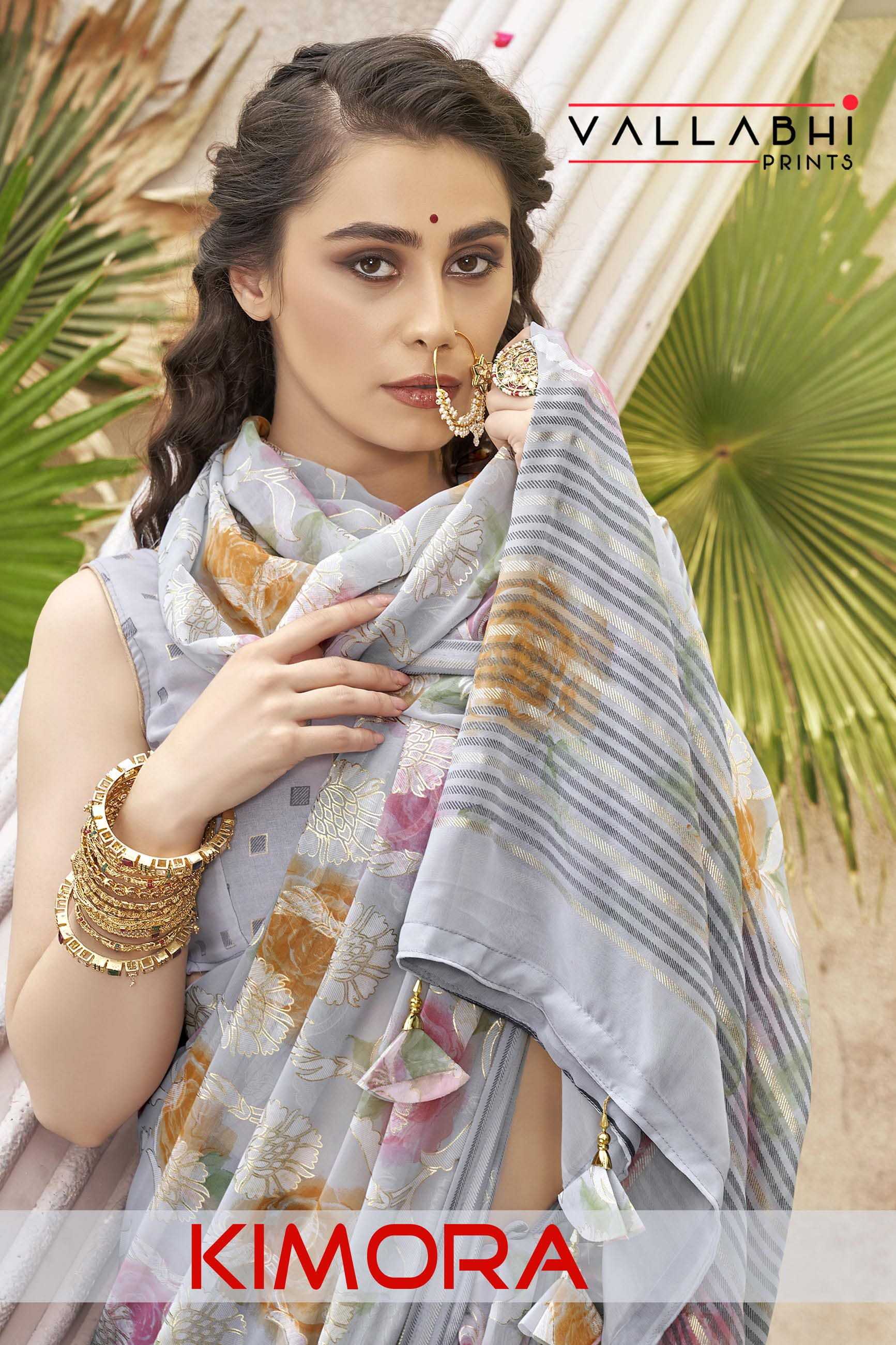 kimora by vallabhi prints georgette casual wear saree with blouse 