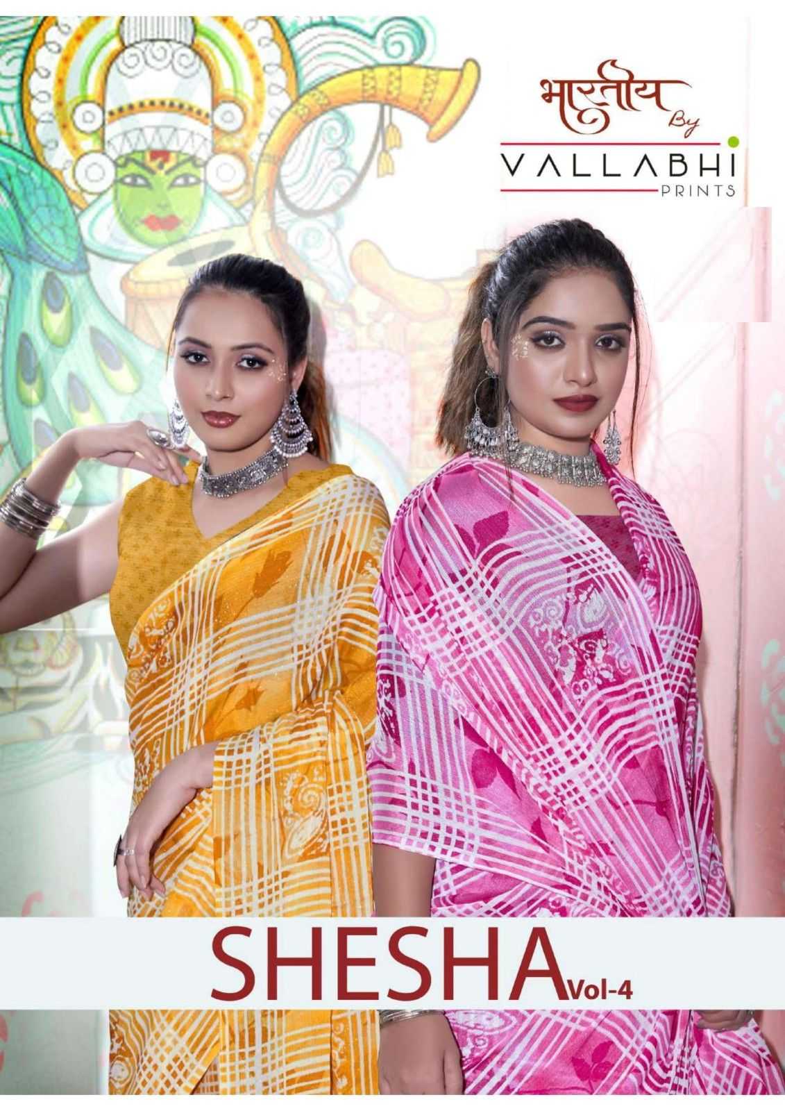 shesha vol 4 by vallabhi prints chiffon pattern saree with blouse