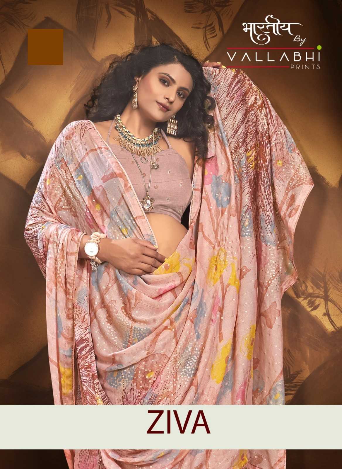 ziva vol 1 by vallabhi prints foil work unique design saree