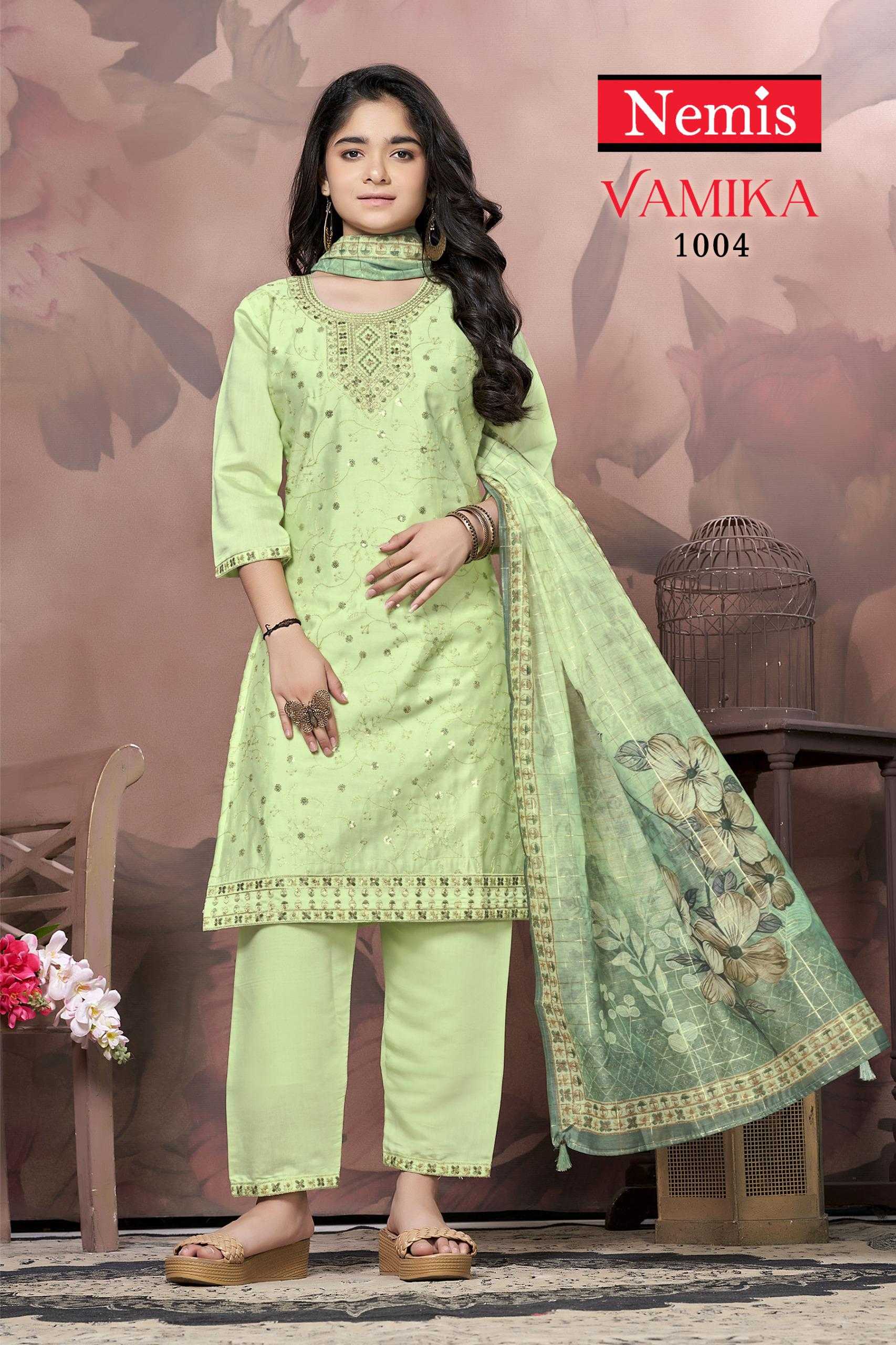 nemis vamika 1001-1008 series roman silks beautiful look full stitch salwar suit