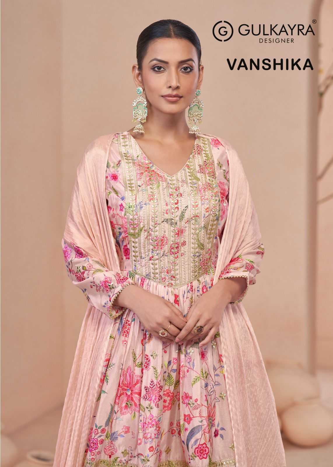 gulkayra designer vanshika chinon traditional wear readymade ladies suit 