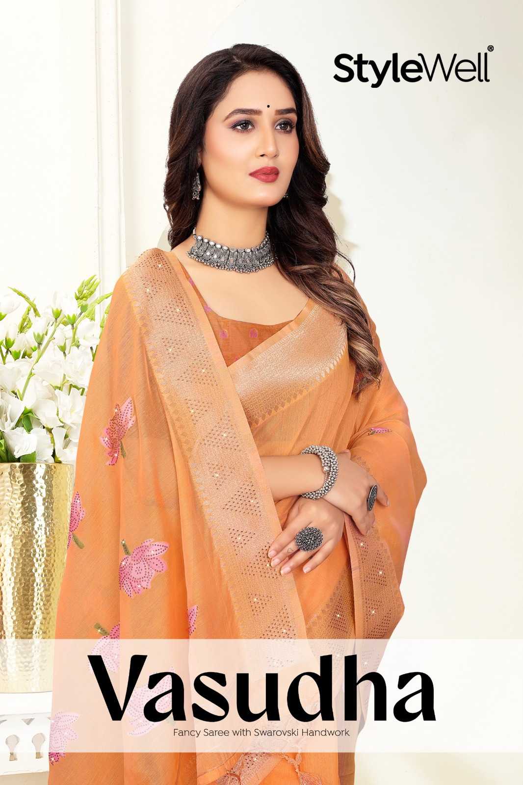 stylewell vashudha fancy cotton comfortable saree with blouse