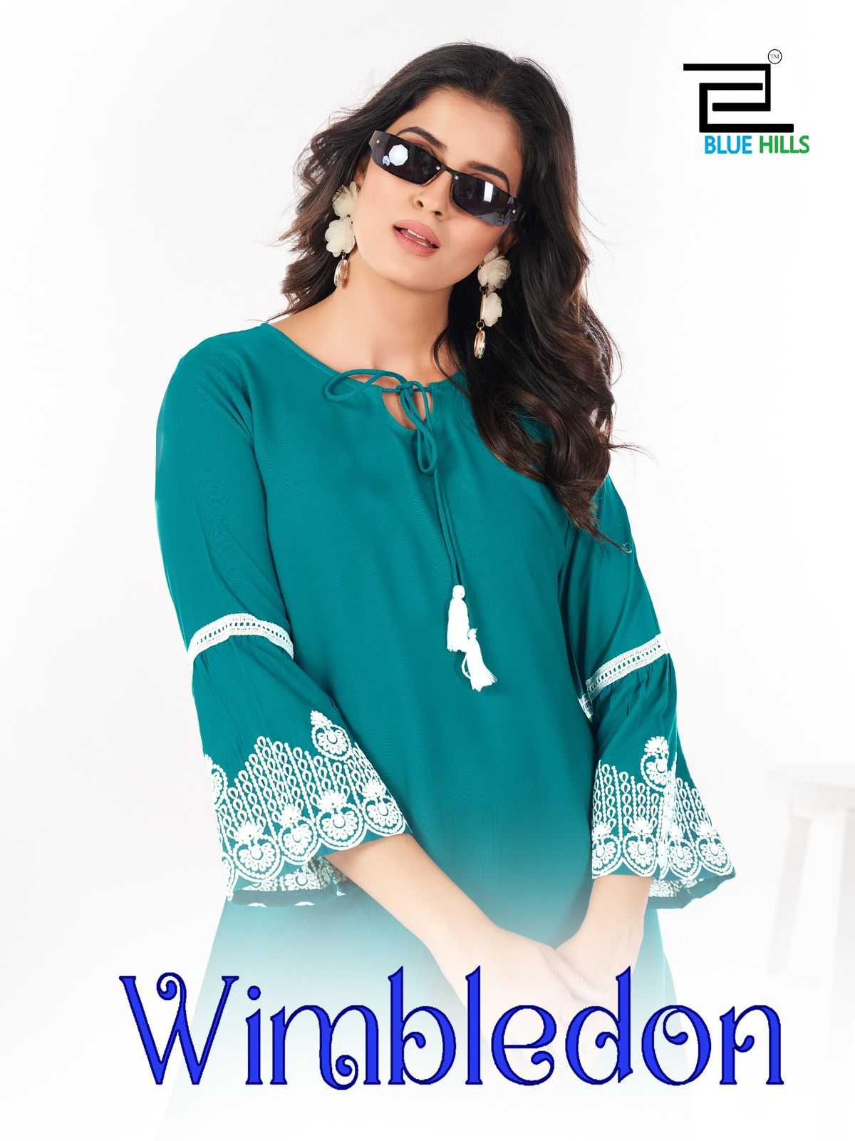 blue hills wimbledon rayon fancy comfy wear readymade short kurti  