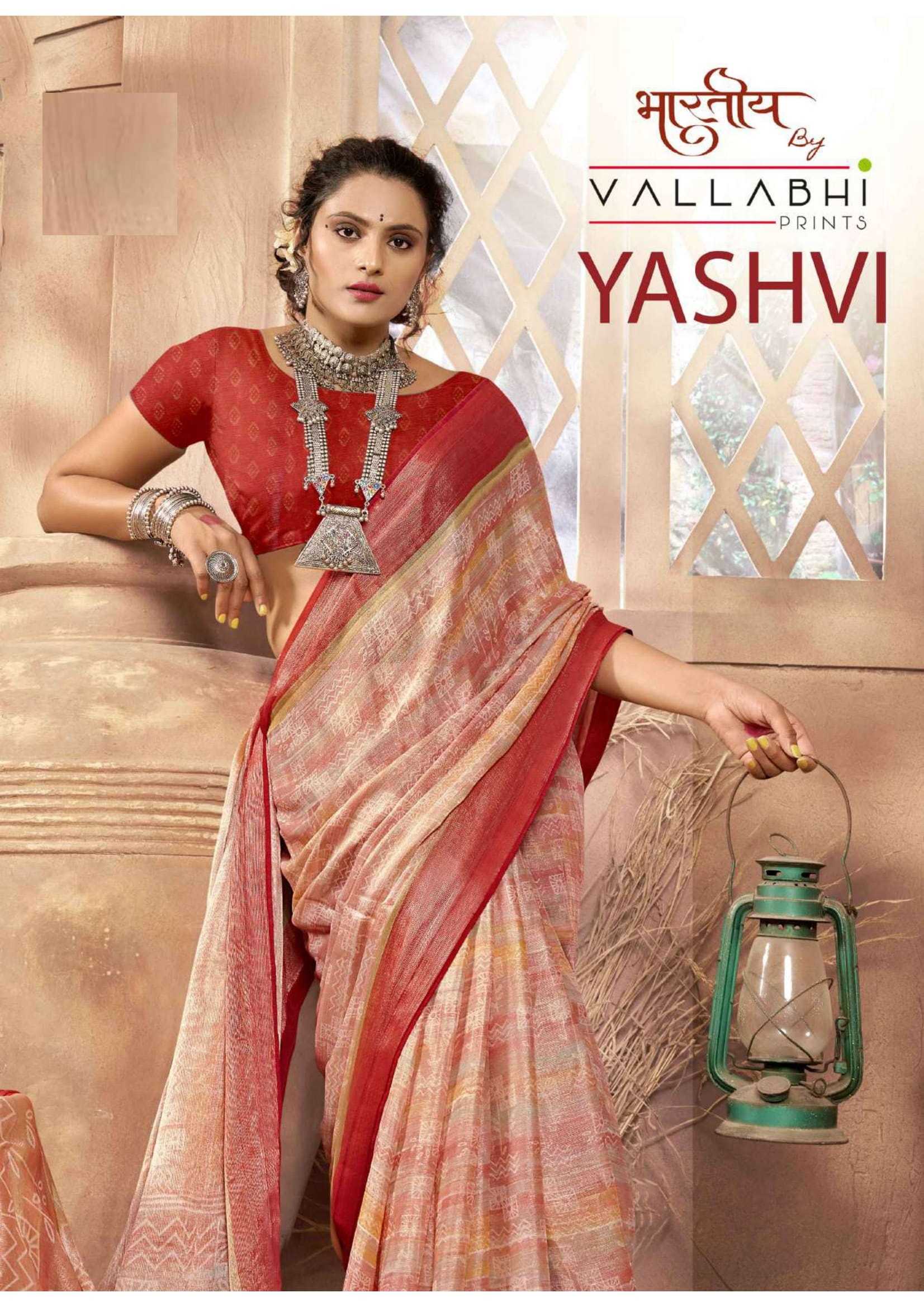 vallabhi prints yashvi classic look brasso saree with blouse