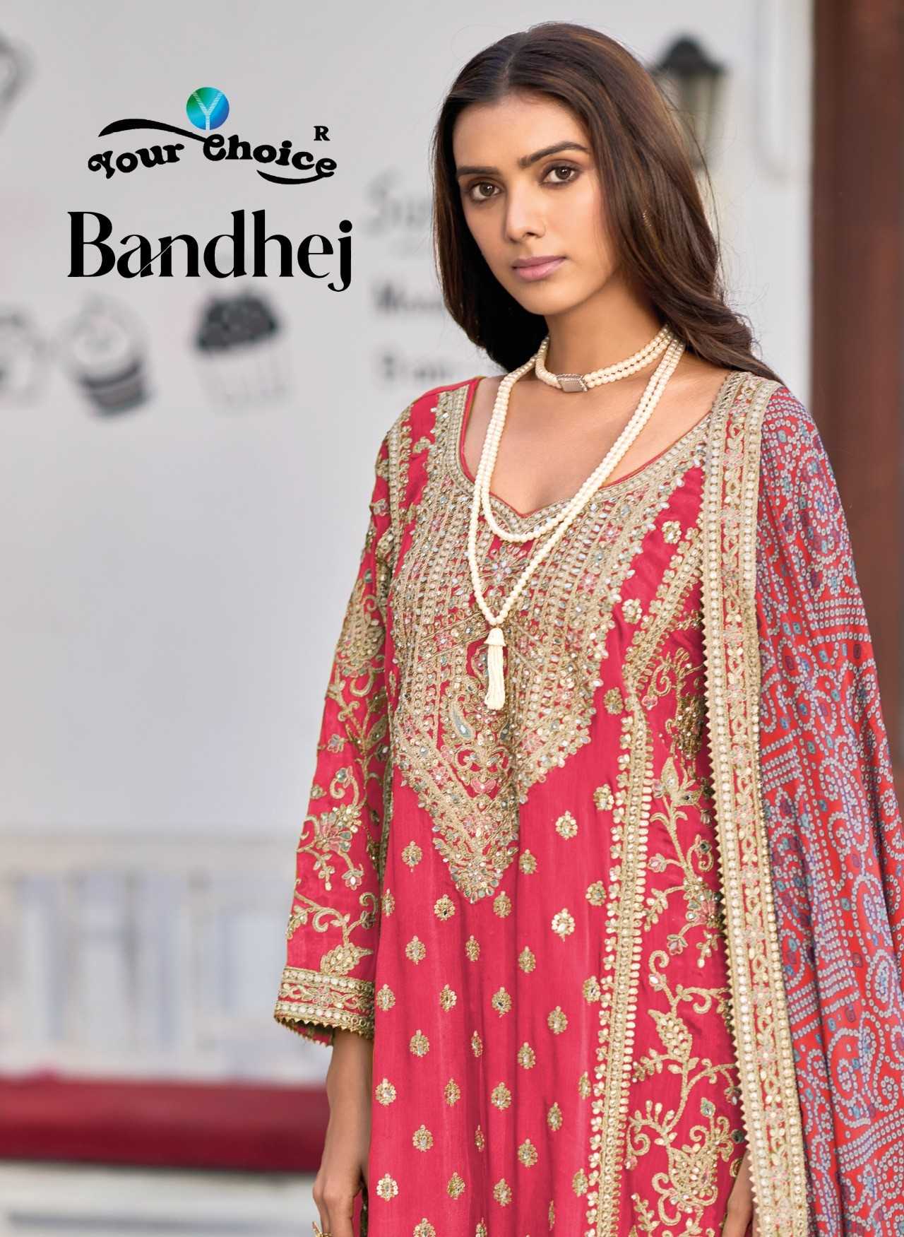 bandhej by your choice chinon fully stitch sharara style 3pcs festive dress 