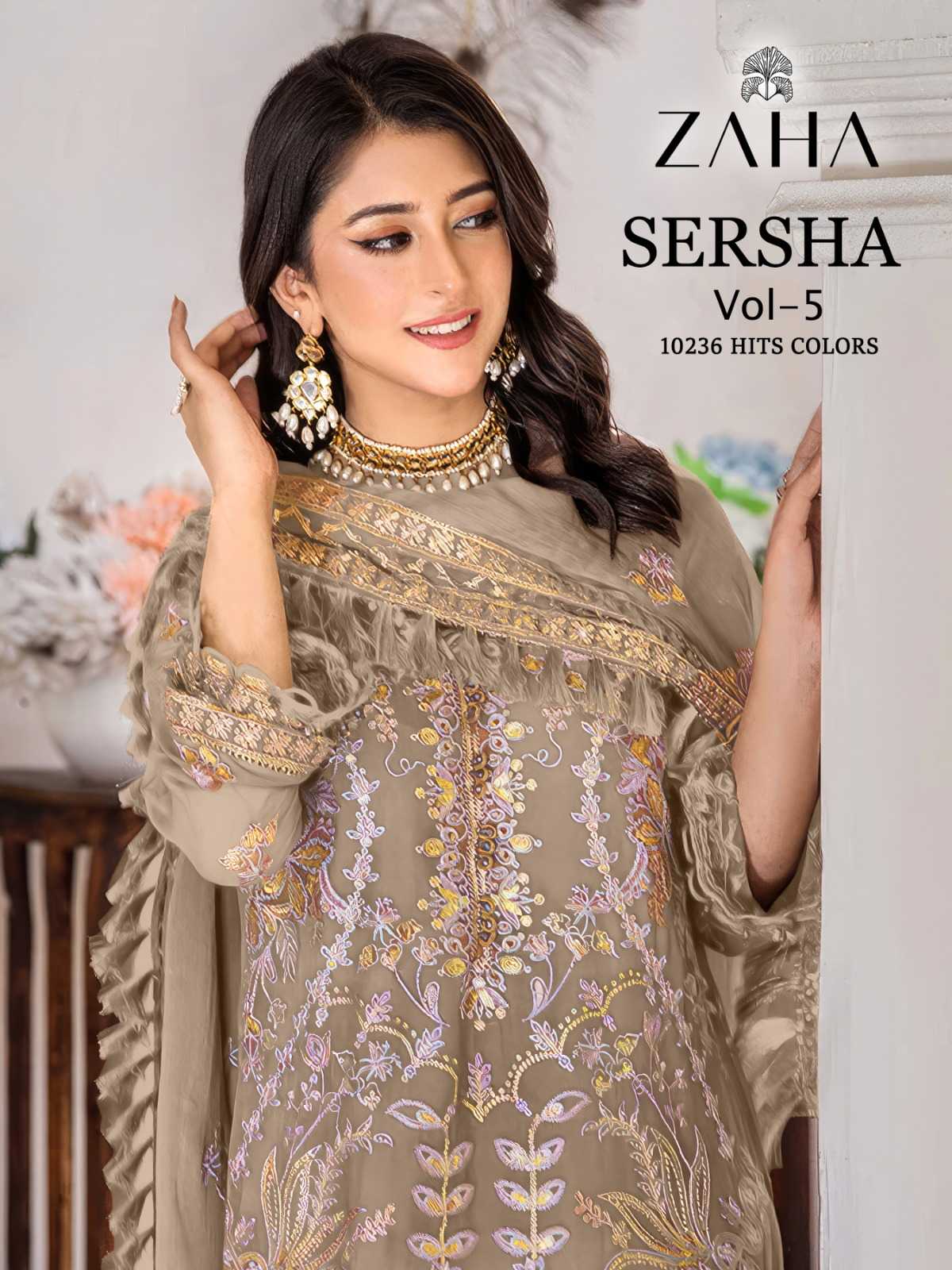 sersha vol 5 by zaha fancy organza bollywood style pakistani dress material