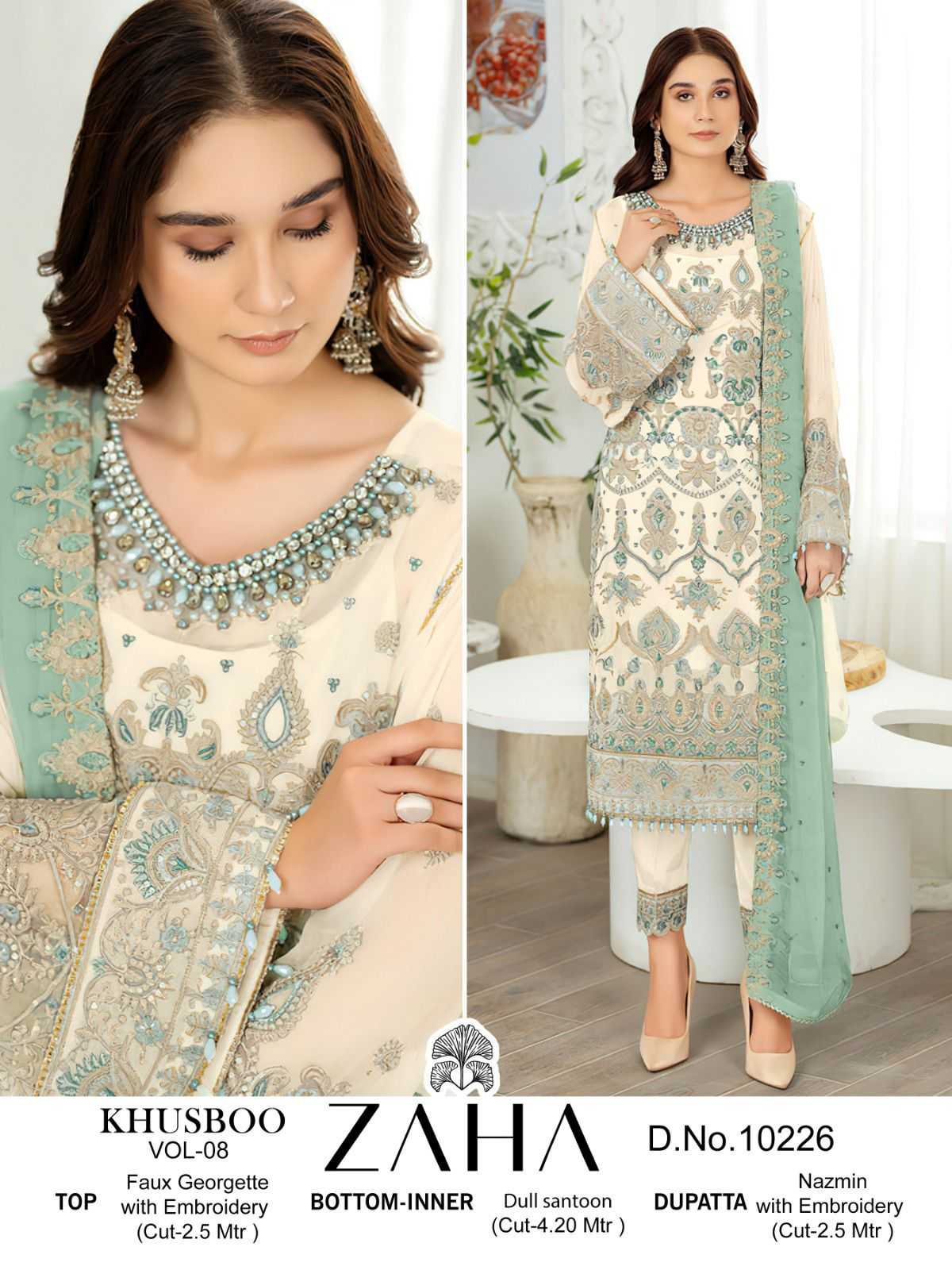 10226 by zaha georgette amazing work designer modern pakistani single dress material 