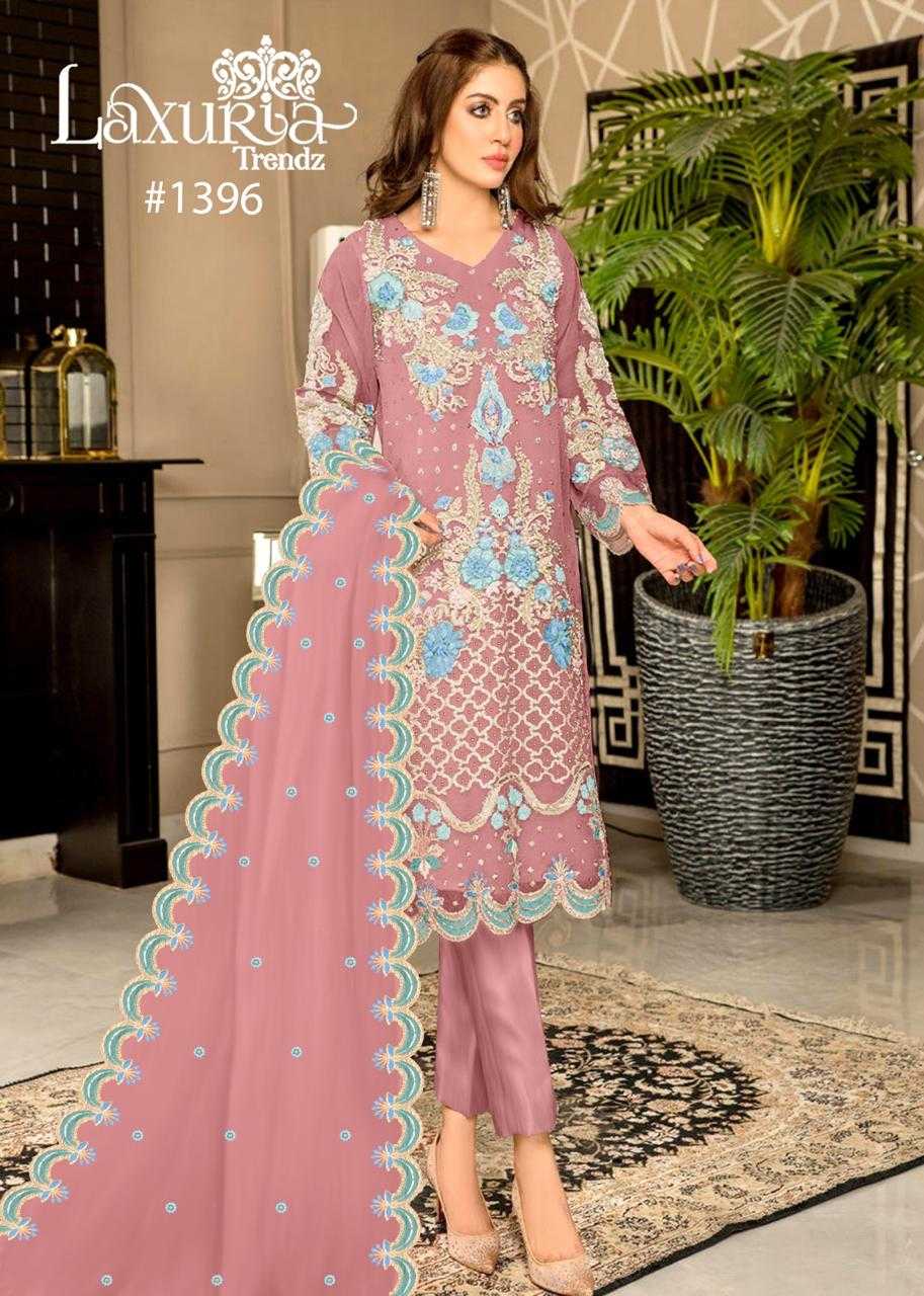 laxuria trendz 1396 popular design organza full stitch pakistani 3pcs dress