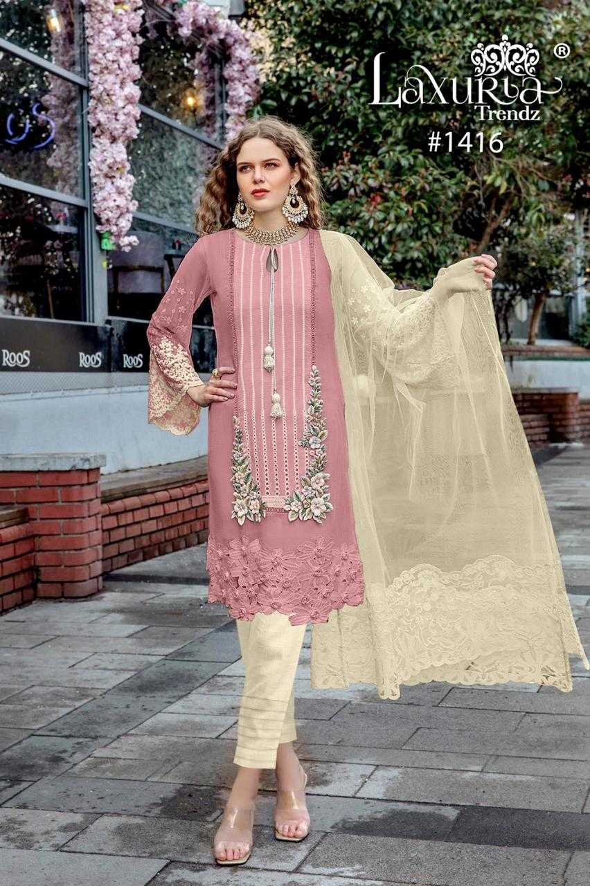 laxuria trendz 1416 georgette unique colours full stitch pakistani suit  