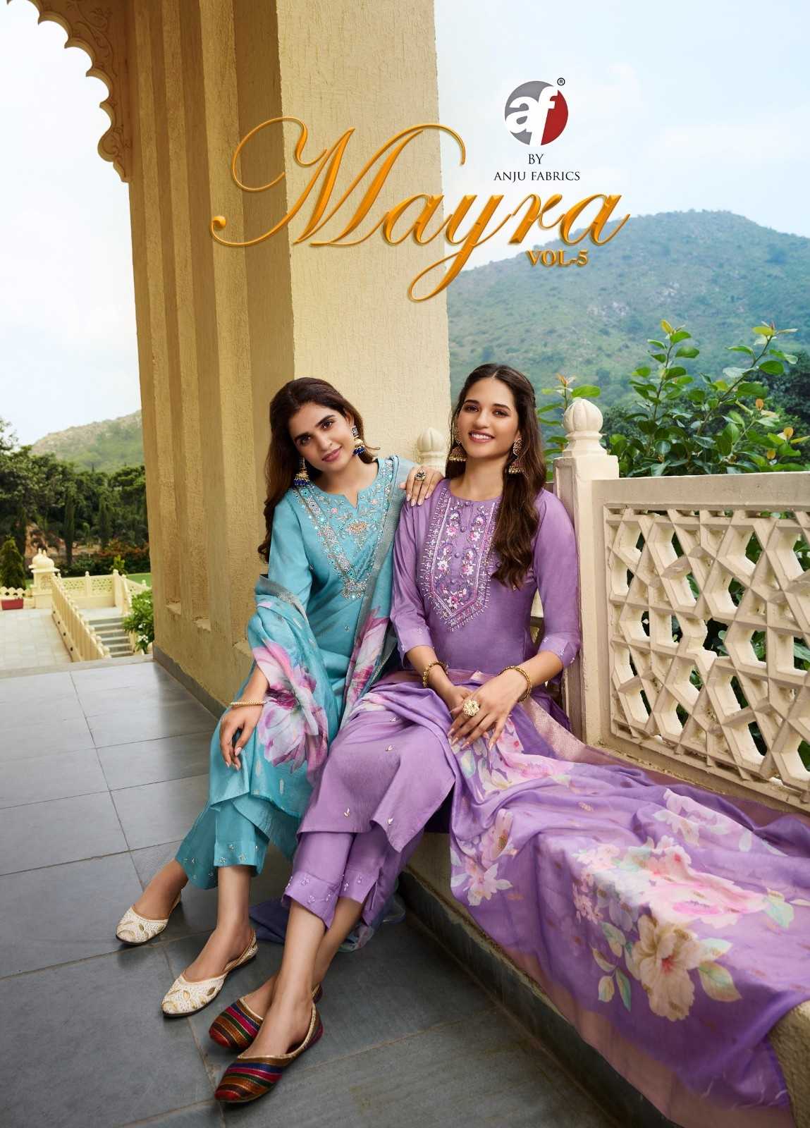 mayra vol 5 by anju fab blended shimmer full stitch exclusive ladies suit  