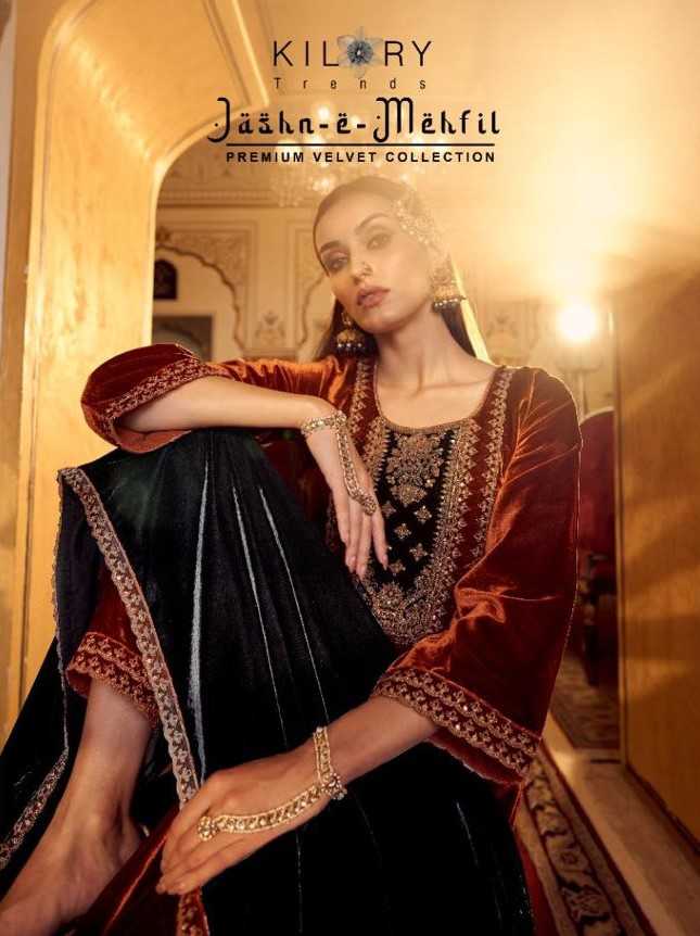 kilory trends jashn e mehfil velvet designer winter unstitch salwar suit 