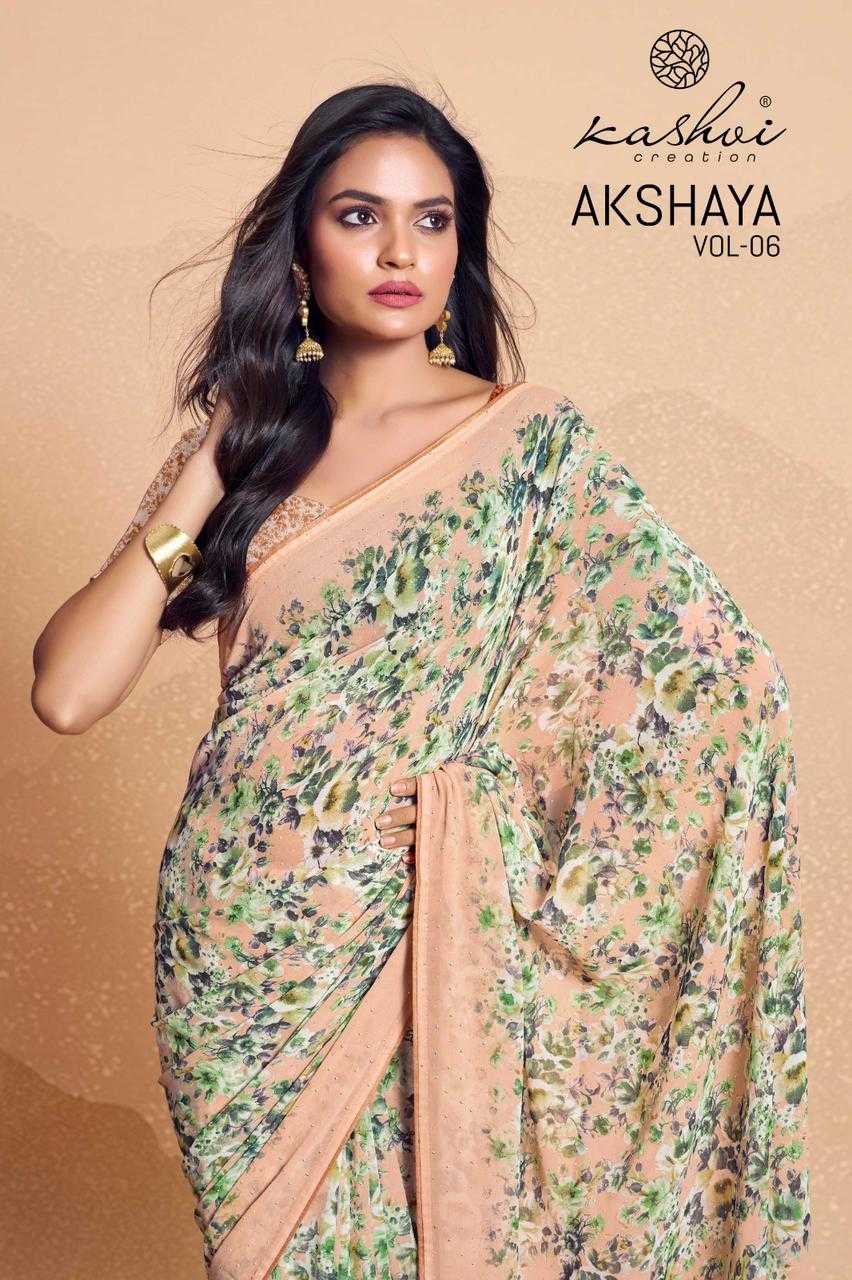 akshaya vol 6 by kashvi creation unique print saree