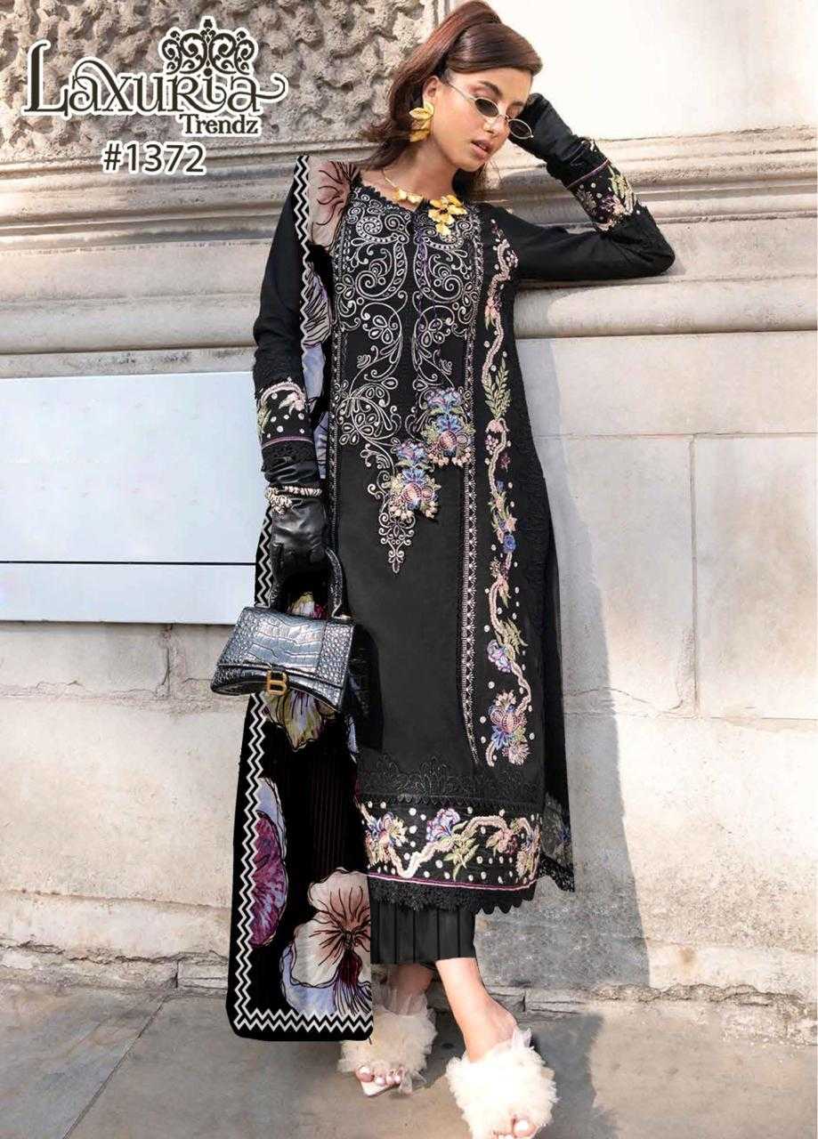 1372 by laxuria trendz georgette unique style full stitch pakistani suit 