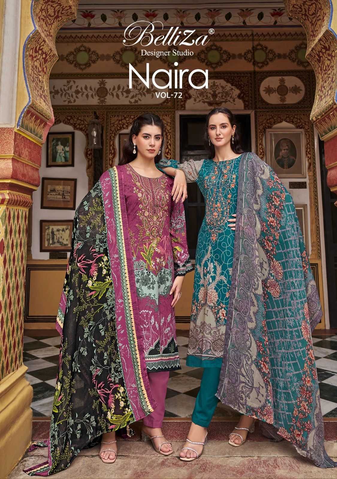 belliza designer naira vol 72 cotton print modern pakistani unstitch 3pcs dress