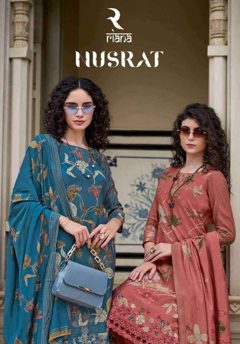 riana nusrat muslin amazing print dress material supplier