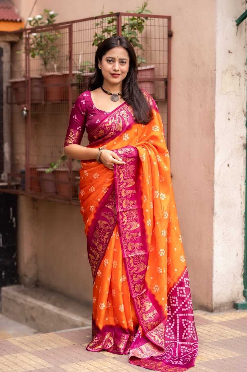 pr kc 142 bandani queen beautiful print saree with blouse 