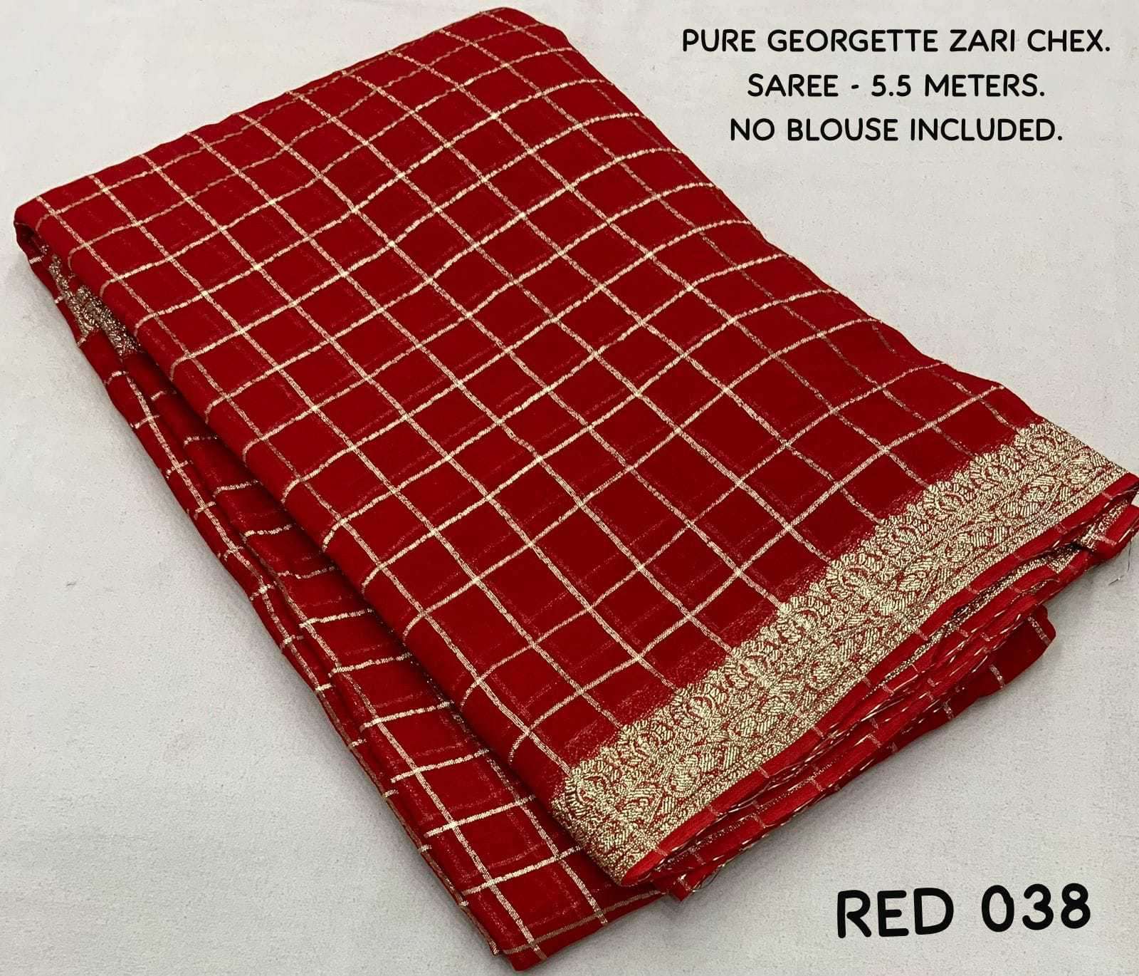 pr kc 38 georgette chex zari woven saree with blouse 