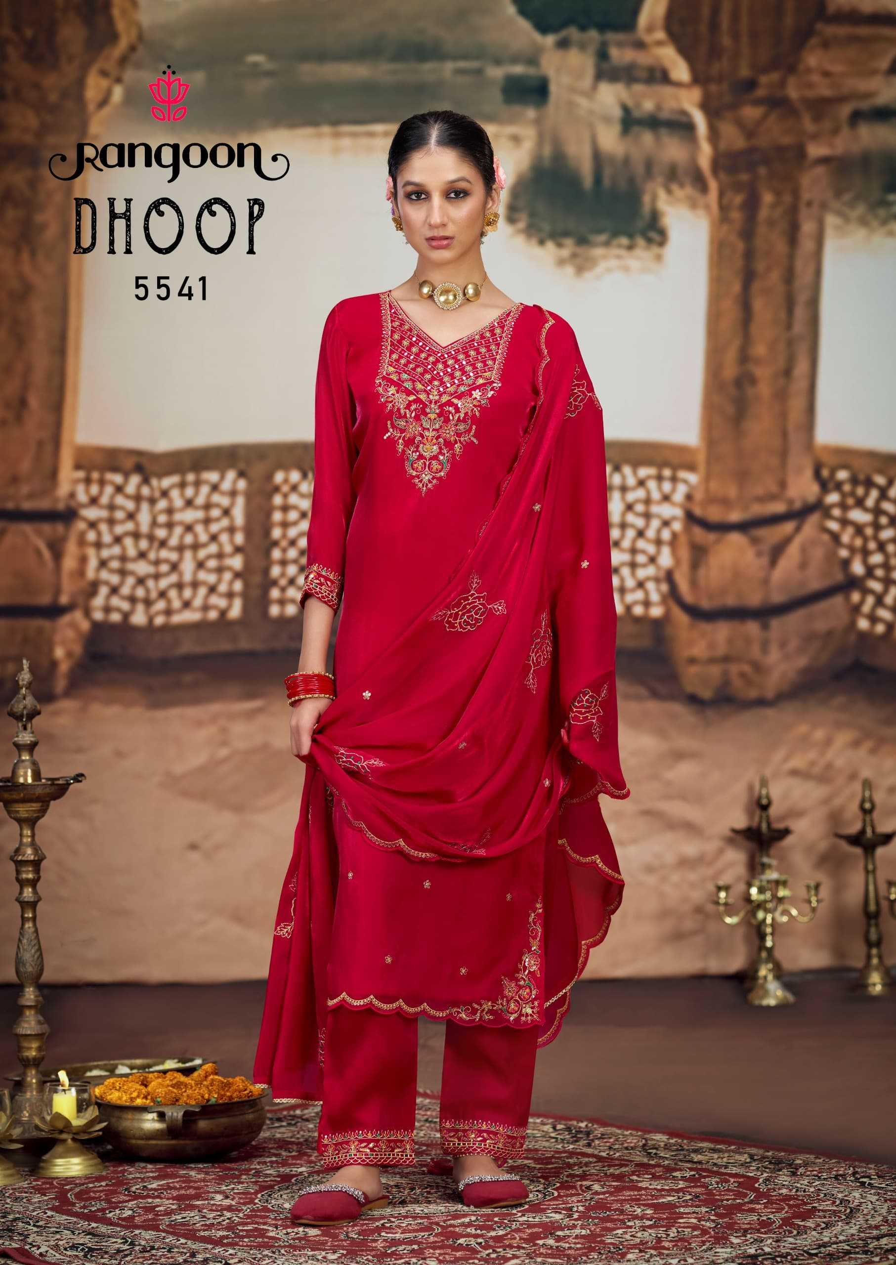 dhoop by rangoon amazing work satin crep fully stitch salwar suit 