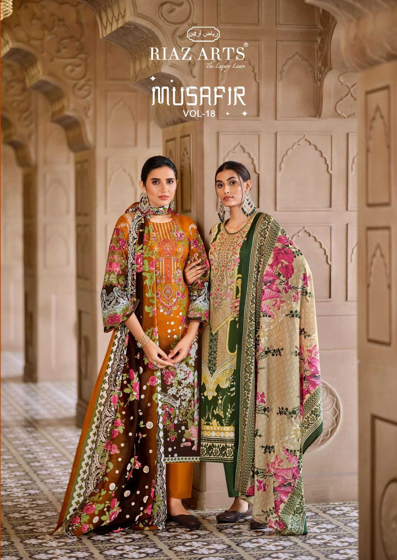 musafir vol 18 by riaz arts karachi lawn new design pakistani suit 