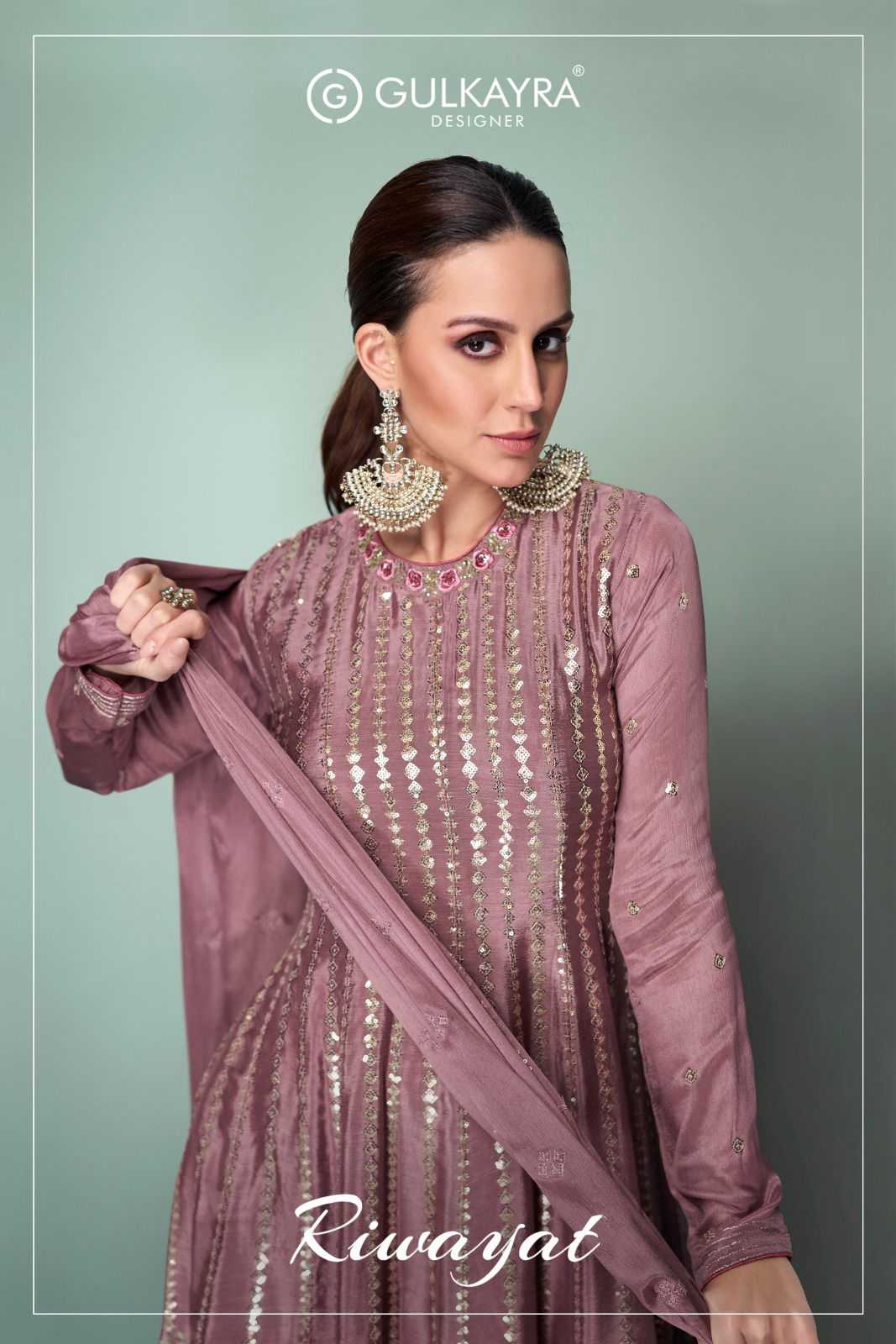 gulkayra designer riwayat chinon designer plazzo style full stitch ladies suit 