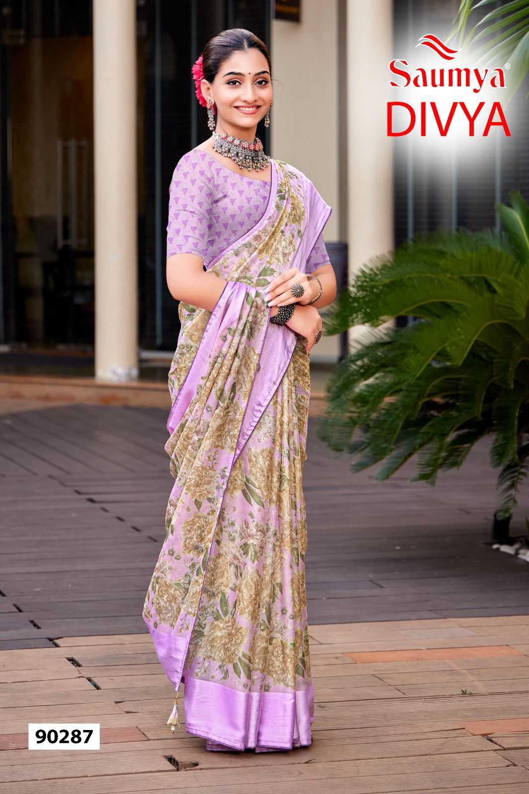 divya by saumya chiffon brasso unique trendy saree