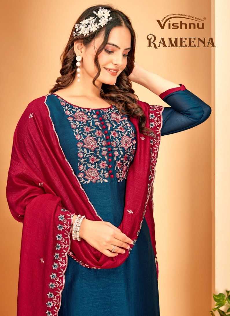 rameena by vishnu impex vichitra silk stylish look full stitch salwar suit