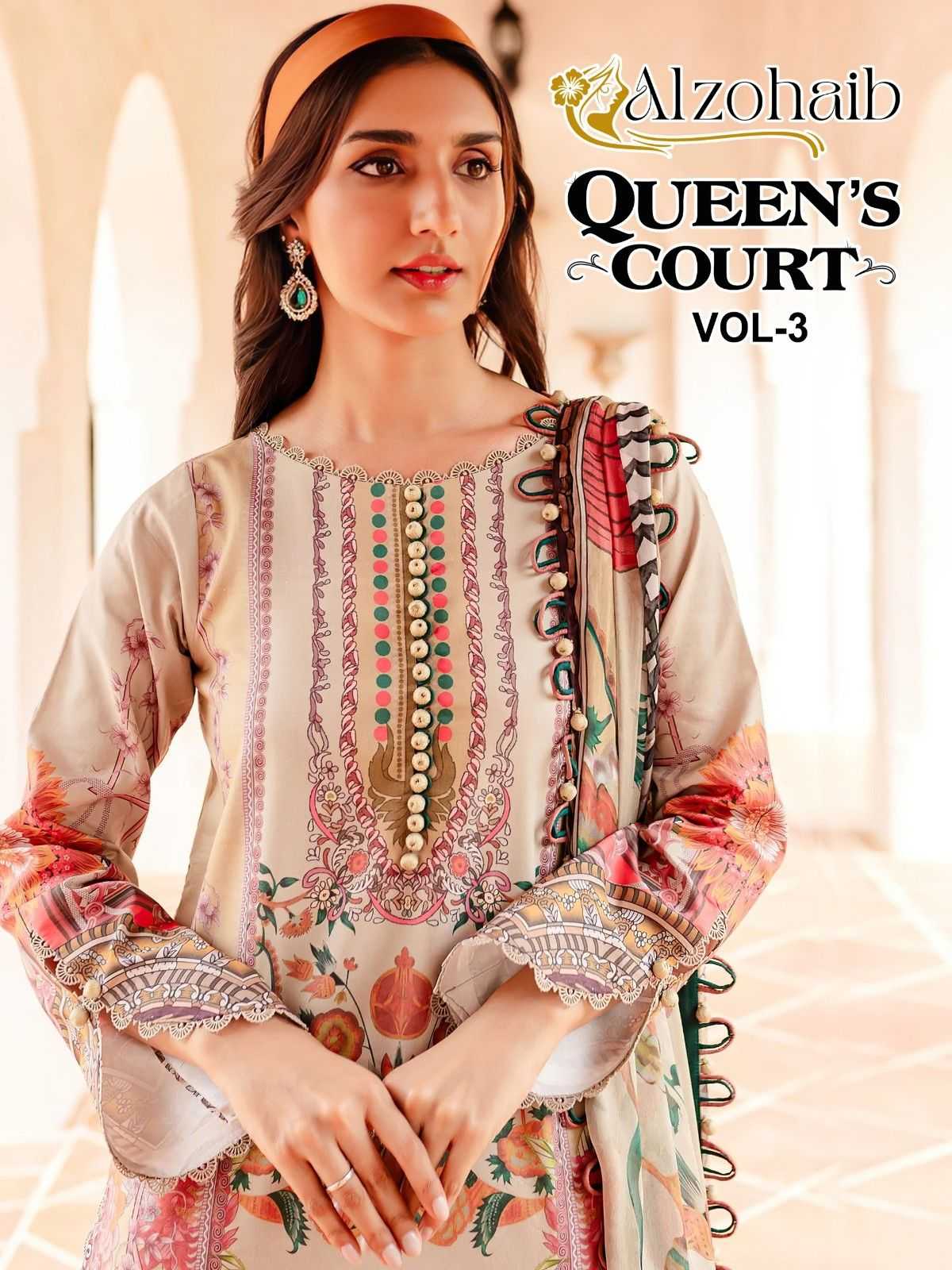 queen court vol 3 by alzohaib pakistani cotton 3pcs dress