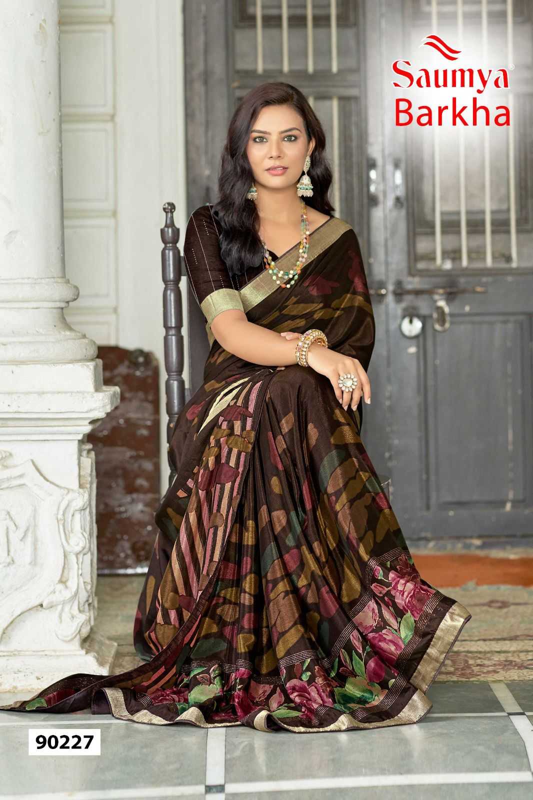 saumya barkha chinon viscose hit design saree wholesaler 