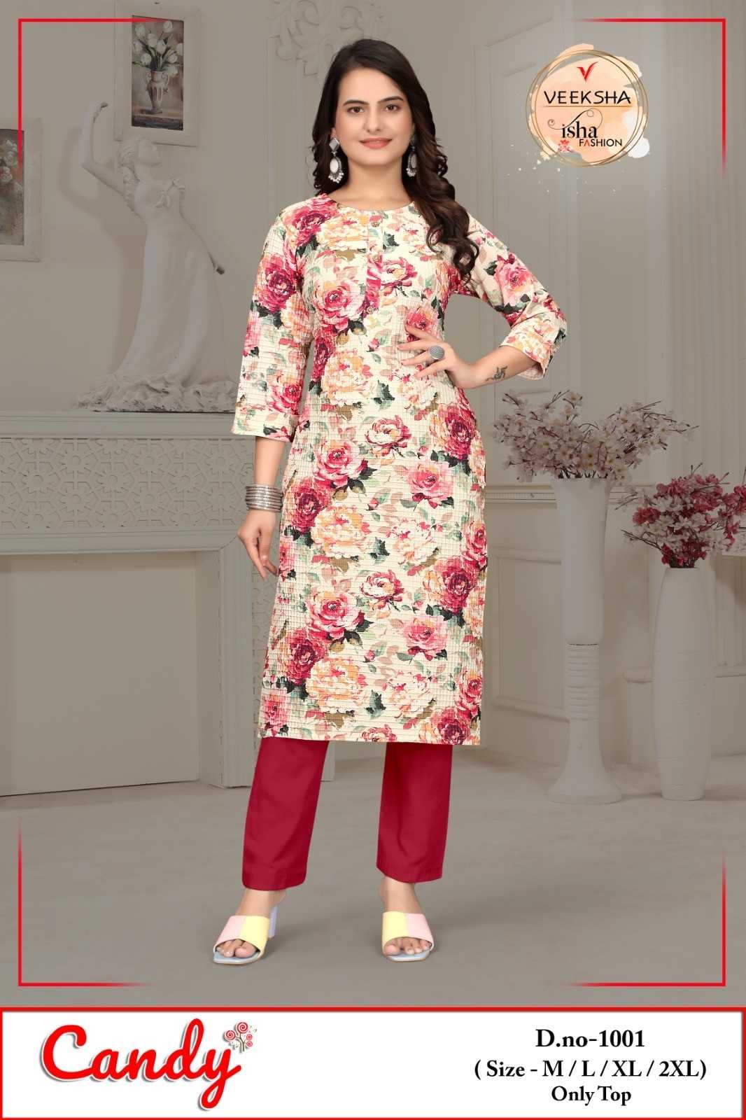 veeksha candy regular wear full stitch lycra imported combo kurtis 