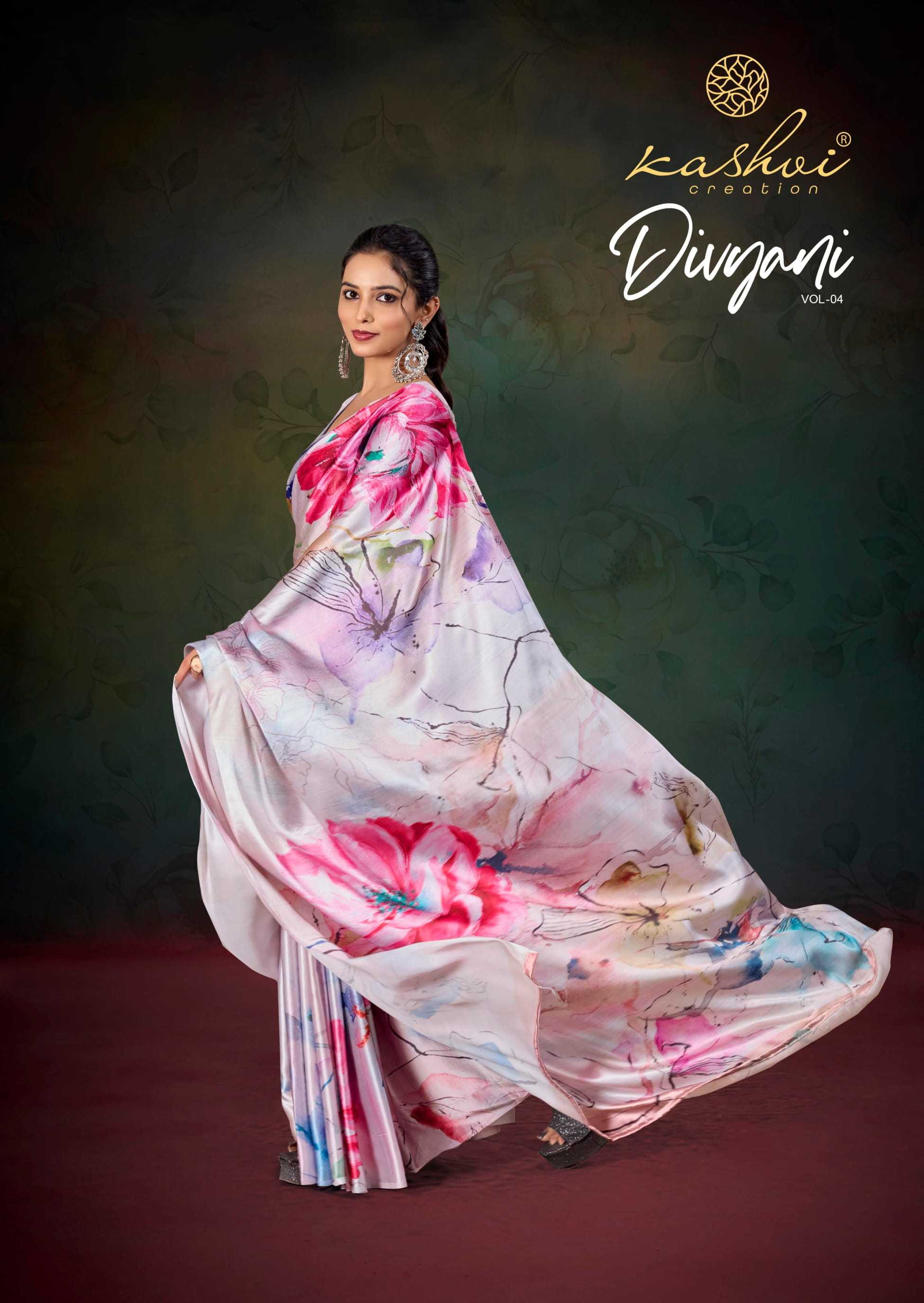 kashvi creation divyani vol 4 1001-1008 classic satin saree exports 