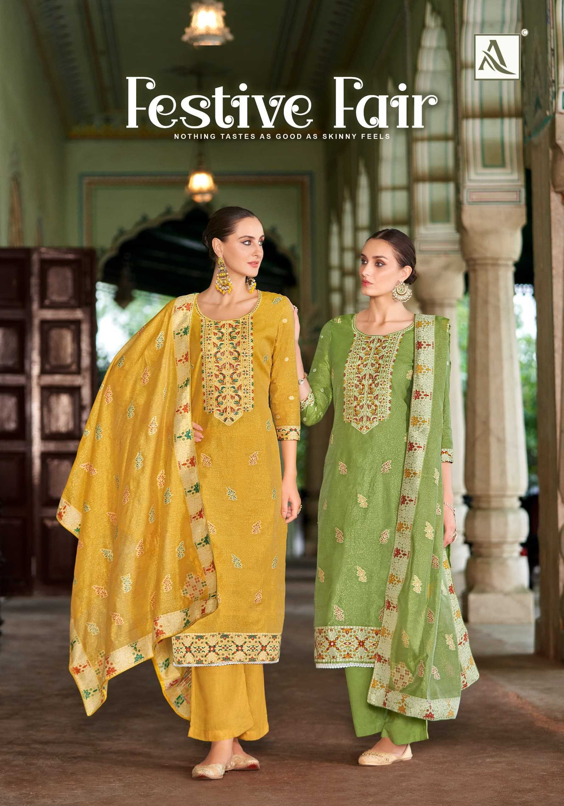 alok festive fair jacquard weaving design stylish unstitch salwar suit 