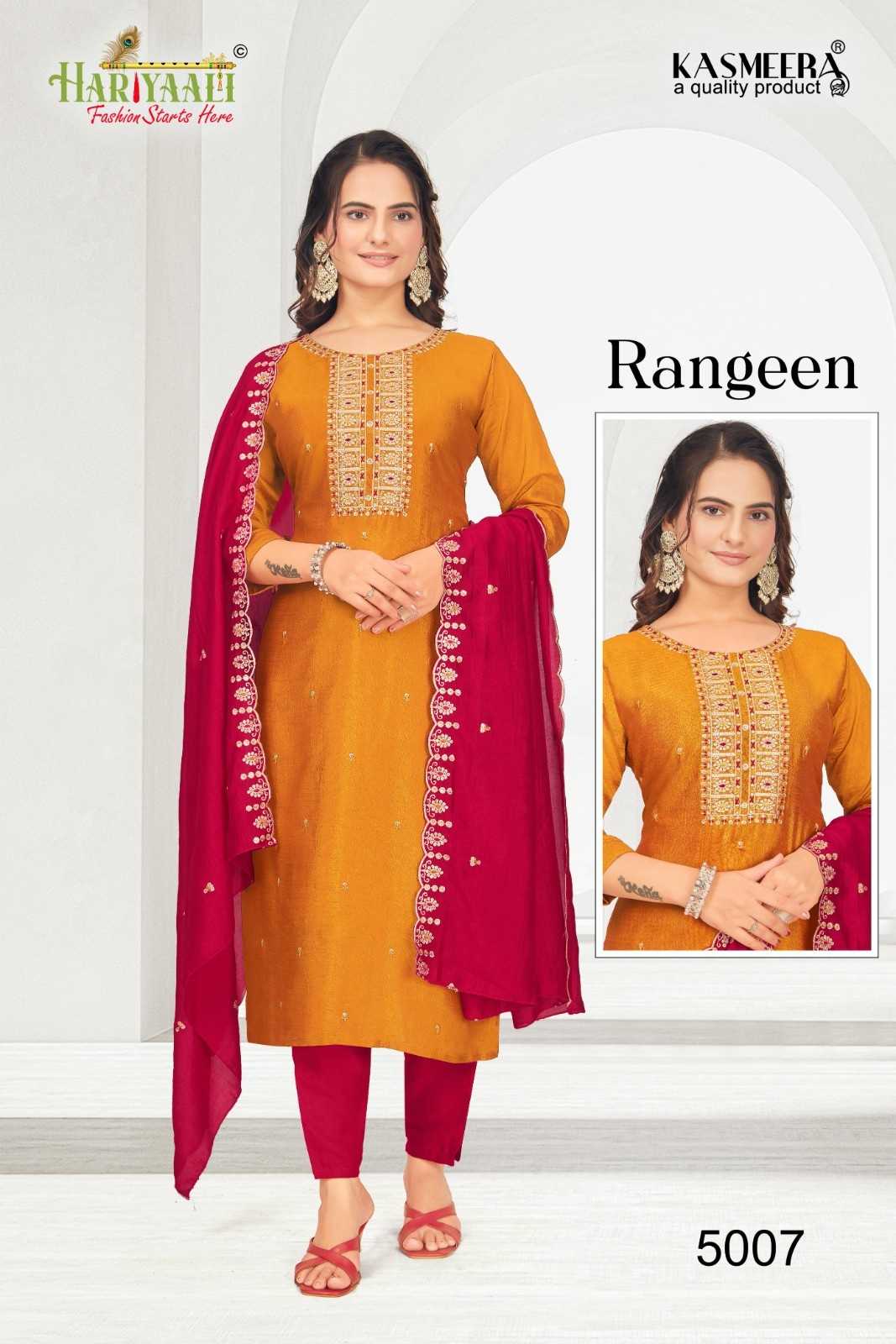 rangeen vol 5 by hariyaali readymade new trendy vichitra silk combo 3pcs dress