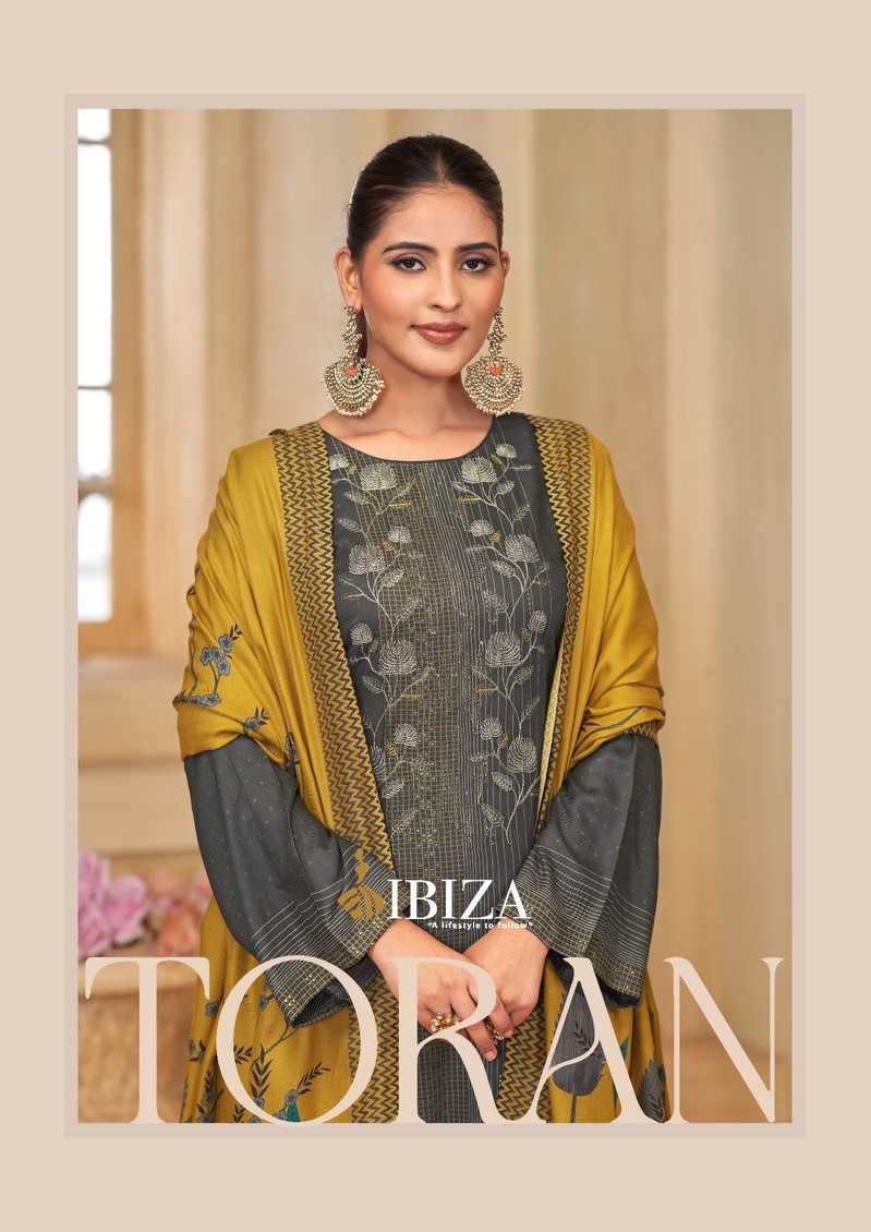 toran by ibiza embroidery winter special viscose pashmina suits online