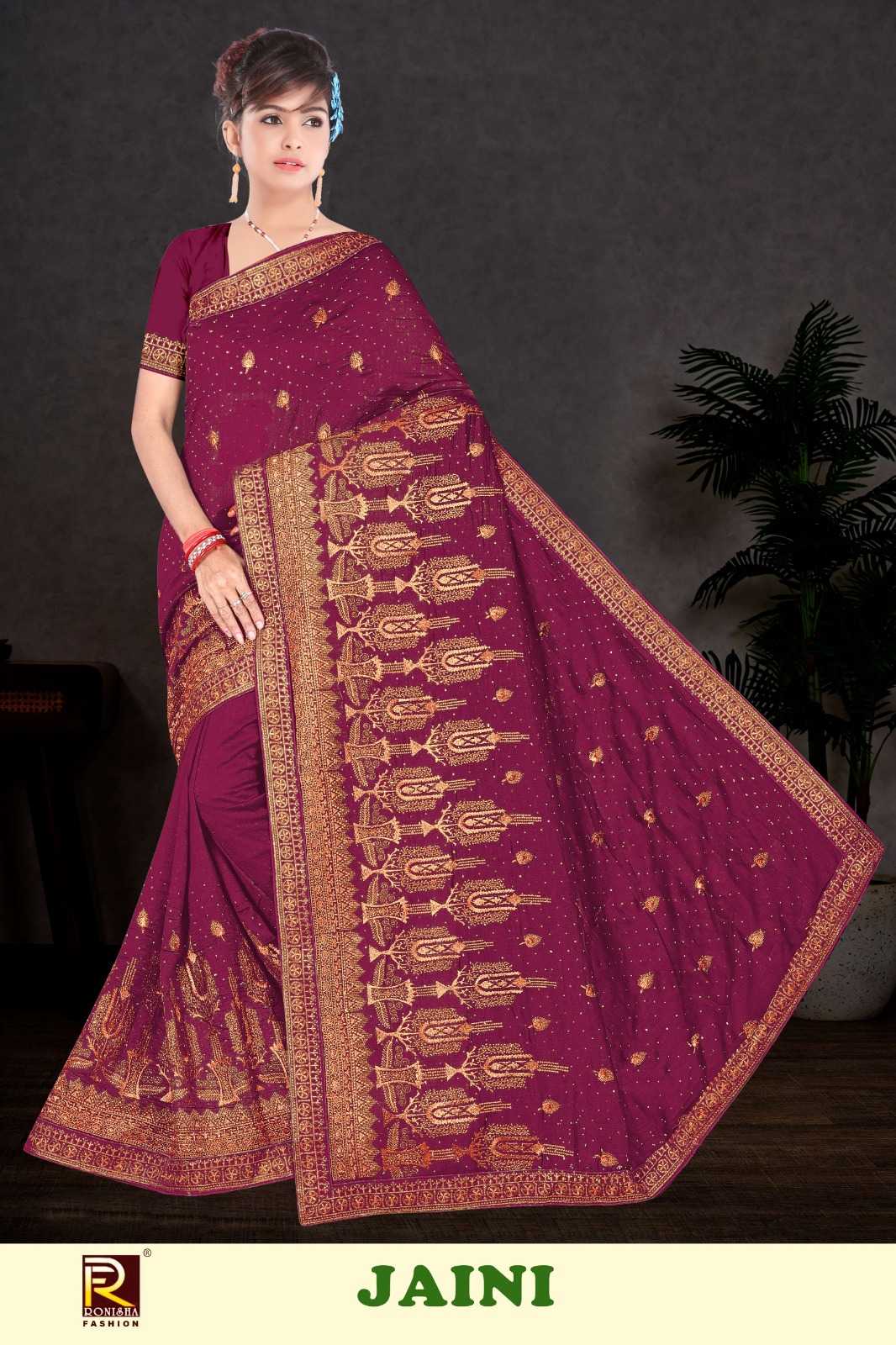 RANJNA SAREE JAINI  SIROSKI  DIAMOND  WORK FANCY   EXCLUSIVE SAREE COLLECTION 