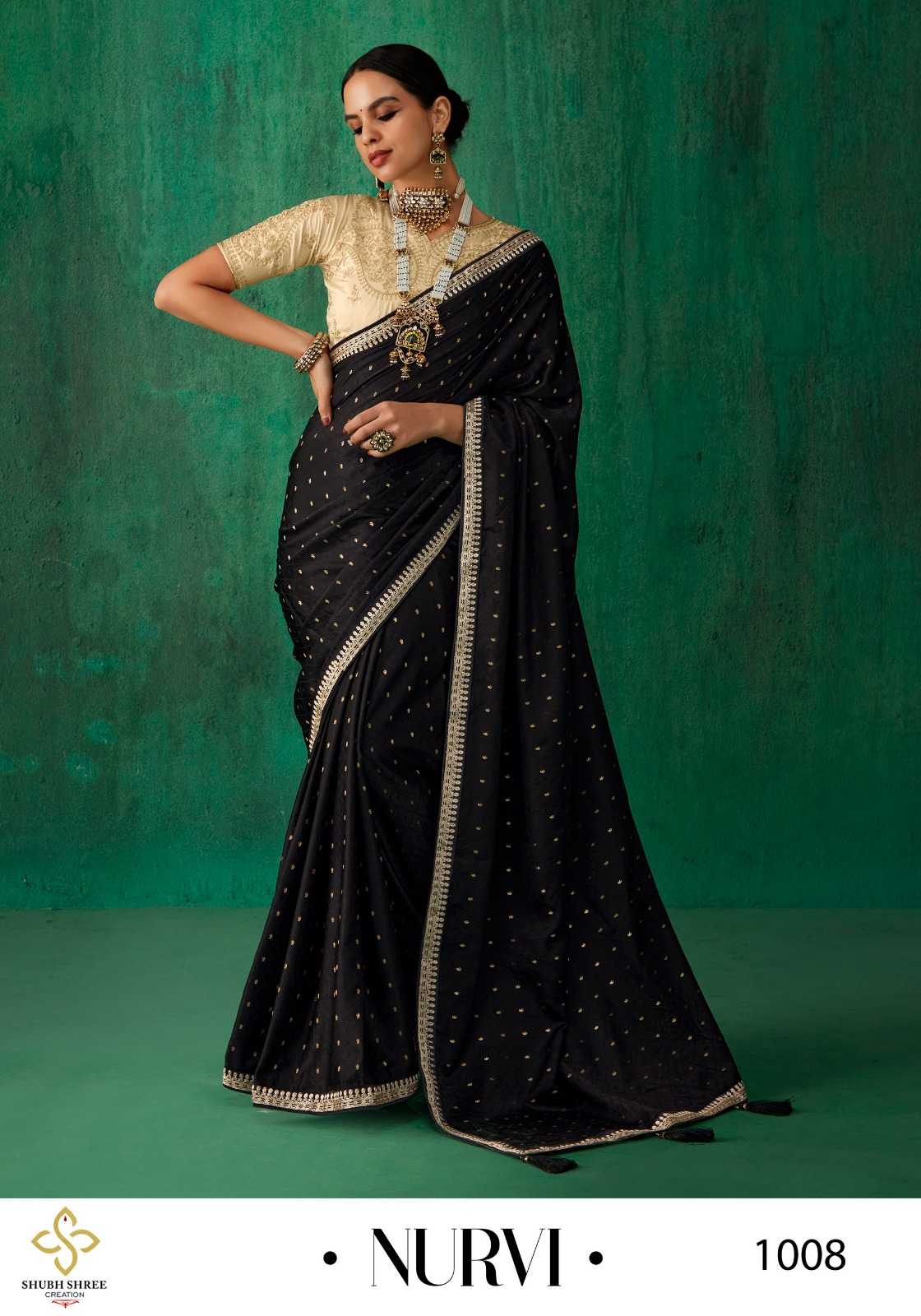 shubh shree nurvi attractive viscose satin saree collection