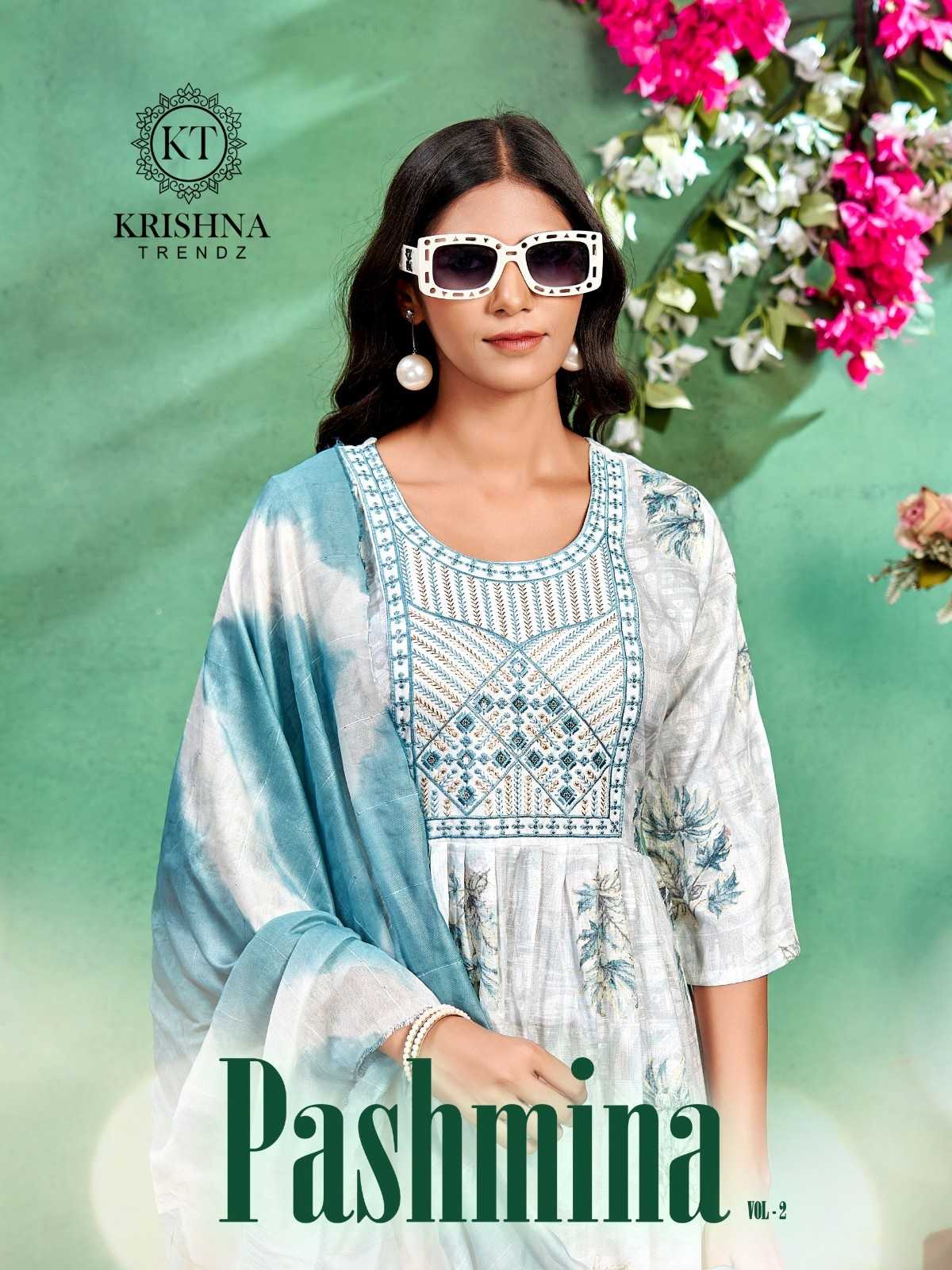 krishna trendz pashmina vol 2 readymade classic capsule print 3pcs dress