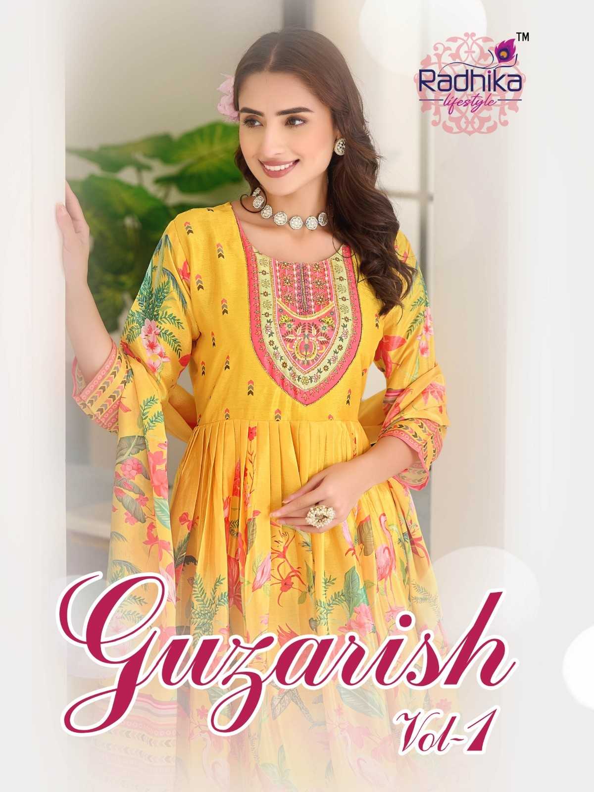 guzarish vol 1 by radhika lifestyle 1001-1004 readymade gown style suit