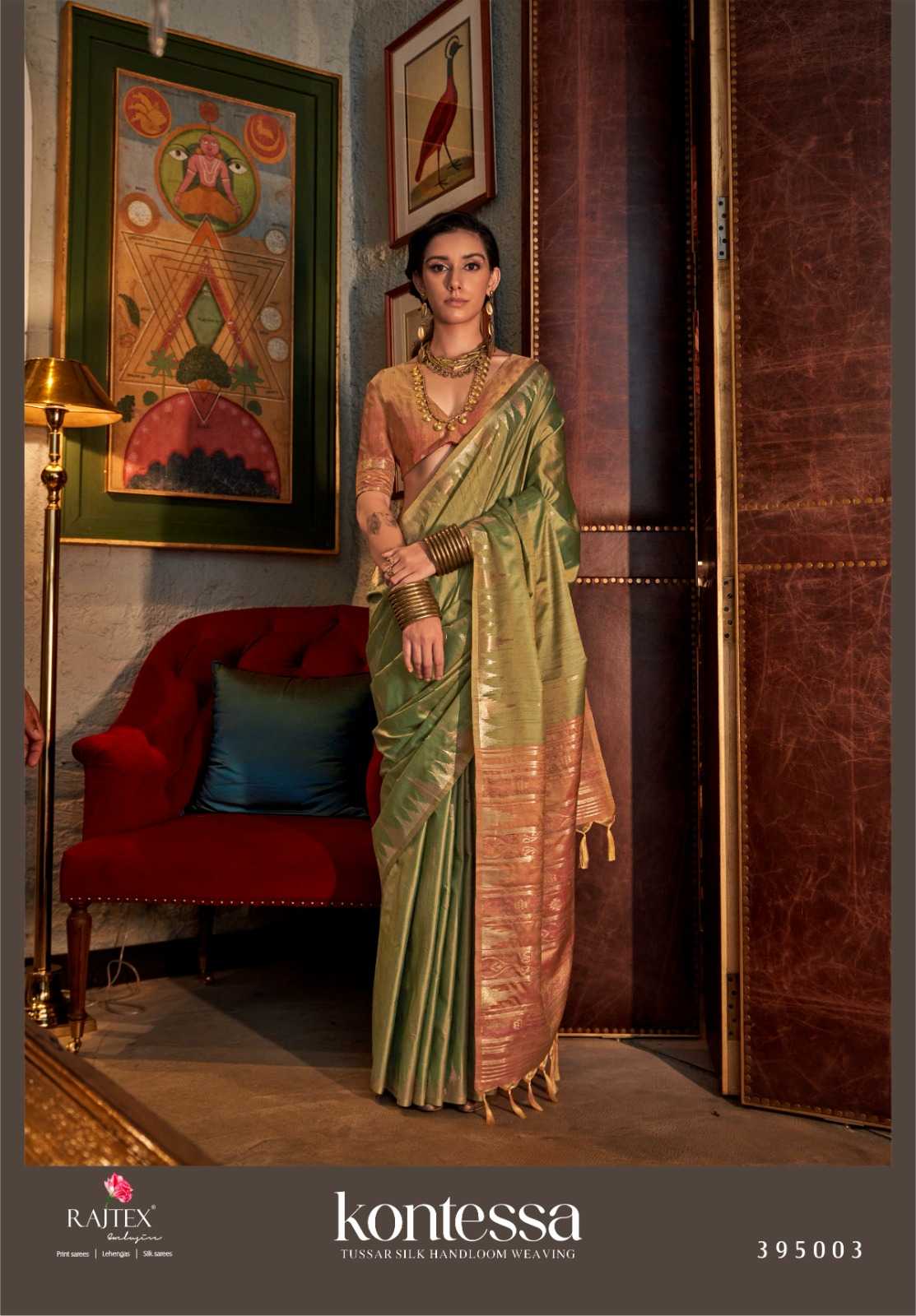 kontessa by rajtex 395001- 395006 stylish look tussar silk saree exports 