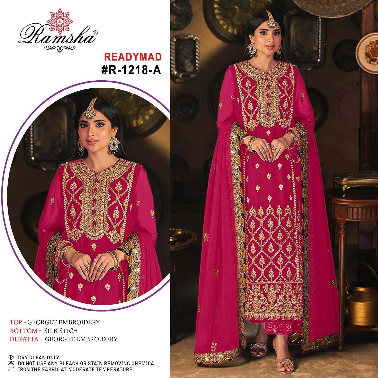 1218 nx by ramsha georgette amazing work full stitch pakistani 3pcs dress