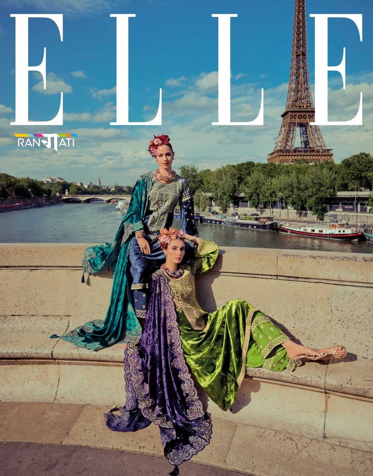 elle by rangati prints winter wear viscose velvet designer suits