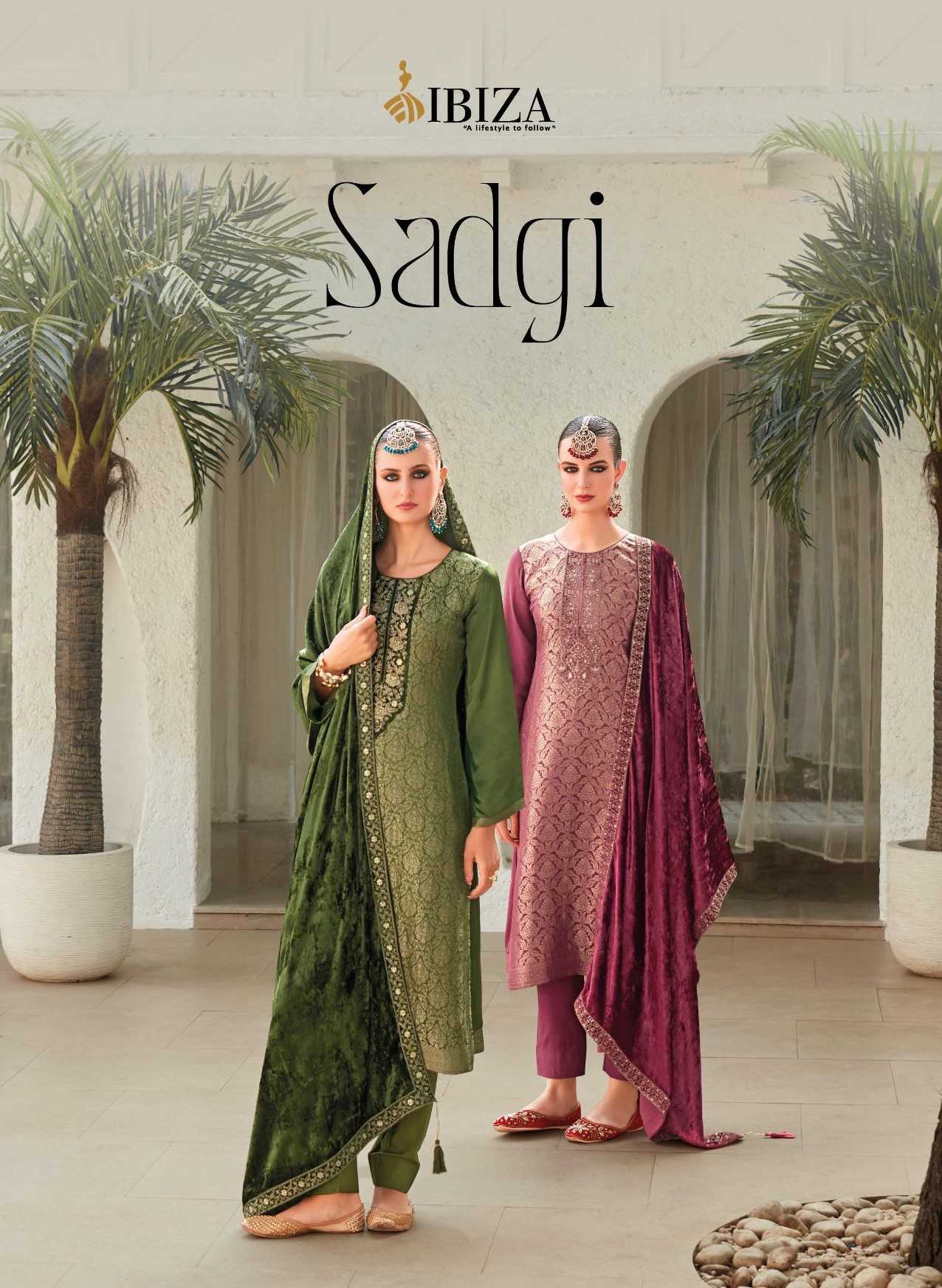 ibiza sadgi velvet embroidery gazi silk jacquard ladies suits