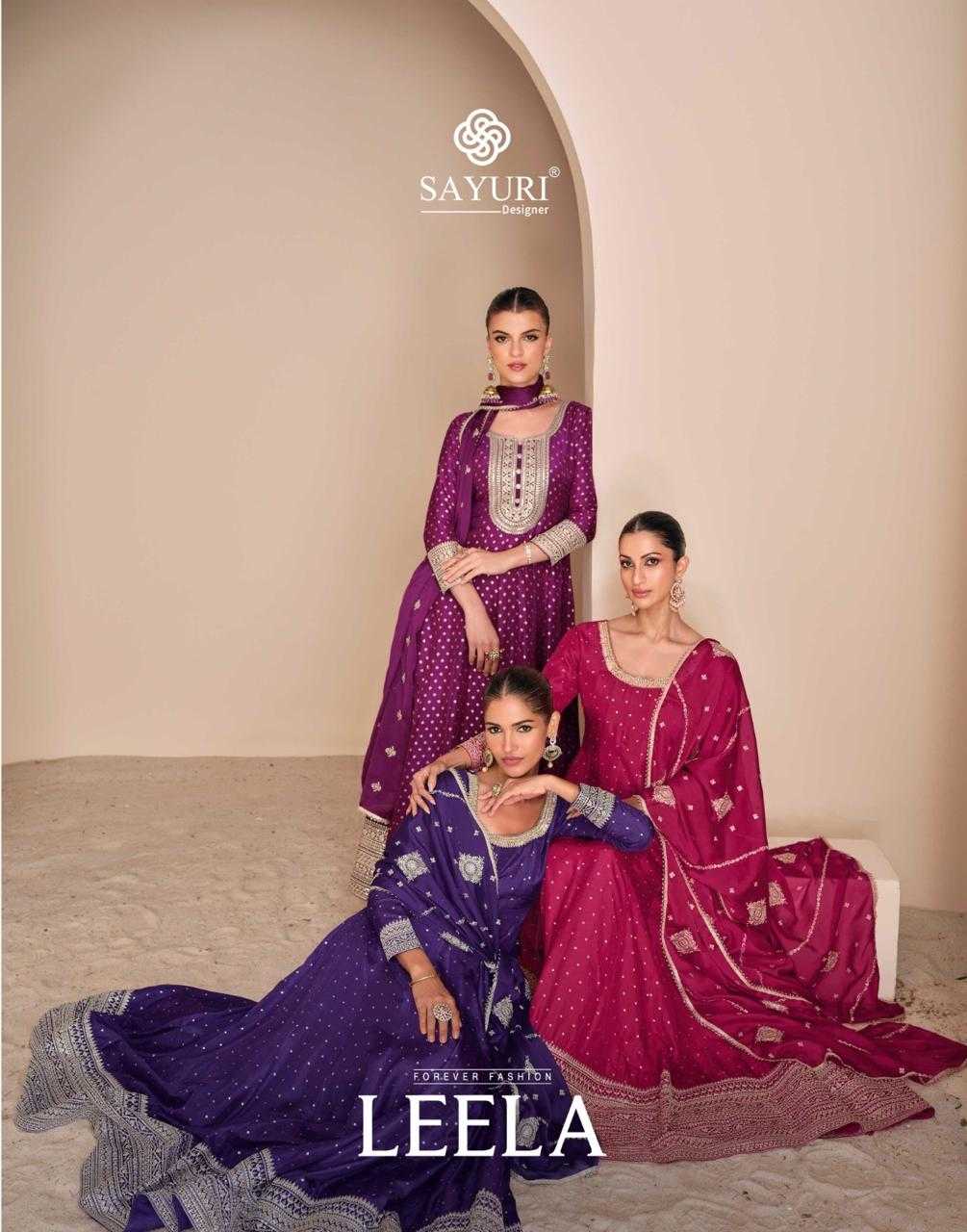 leela by sayuri designer fully stitch viscose jacquard silk gown style 3pcs dress