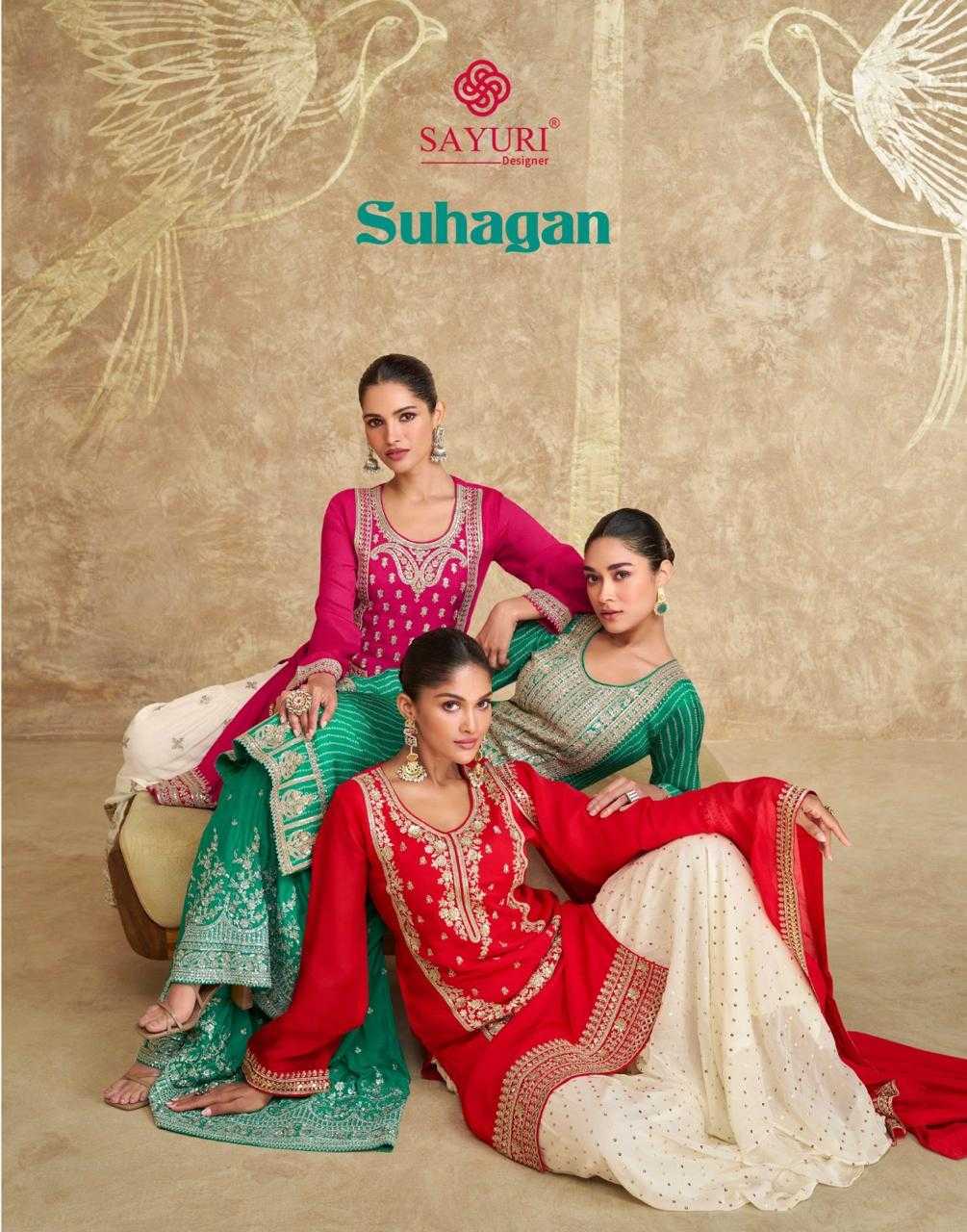 sayuri designer suhagan gharara style chinon silk readymade 3pcs dress                