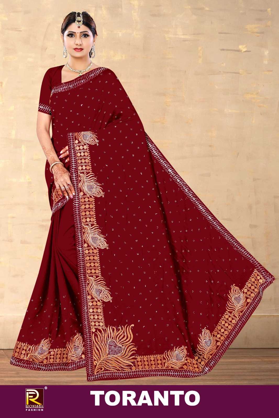 RANJNA SAREE TORANTO EMBROIDERY  WORK FANCY   EXCLUSIVE SAREE COLLECTION 