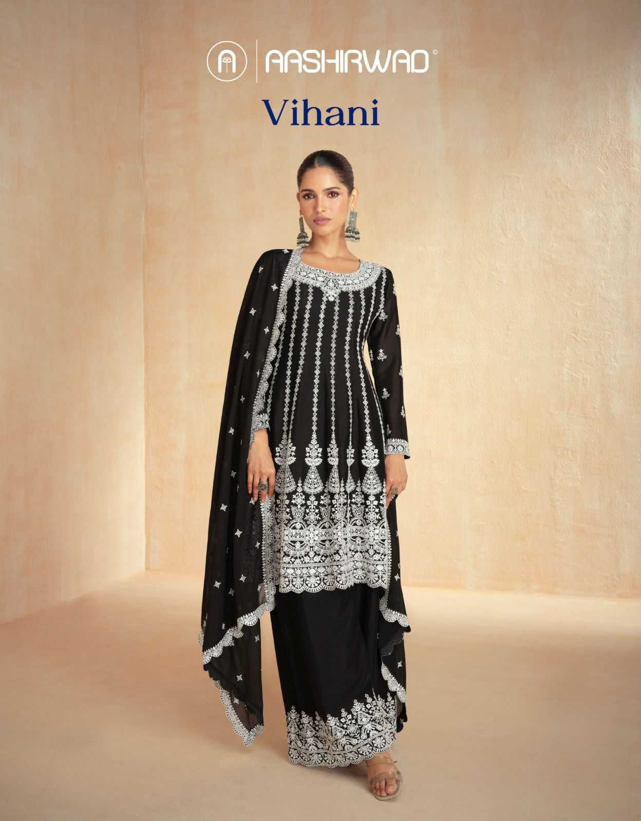 aashirwad creation vihani chinon occasion wear full stitch plazzo style suit 