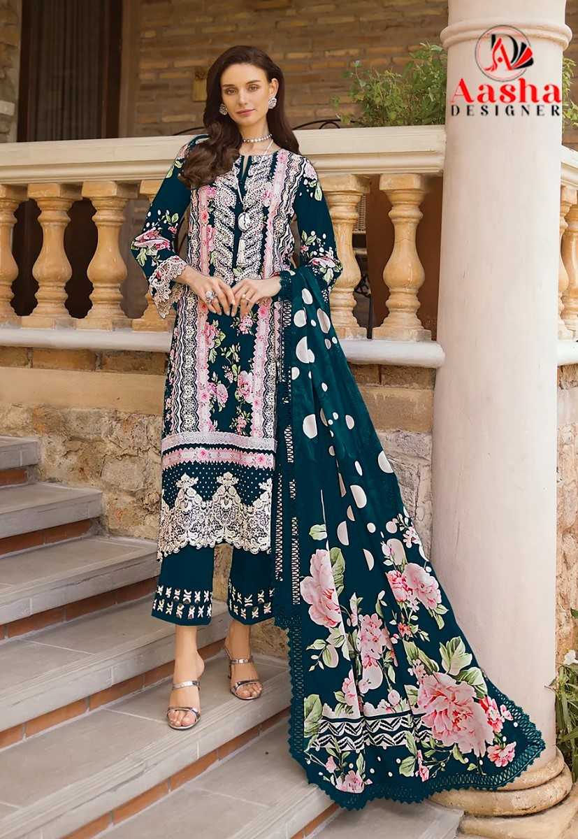 aasha designer 1126 camric cotton embroidery ladies suits