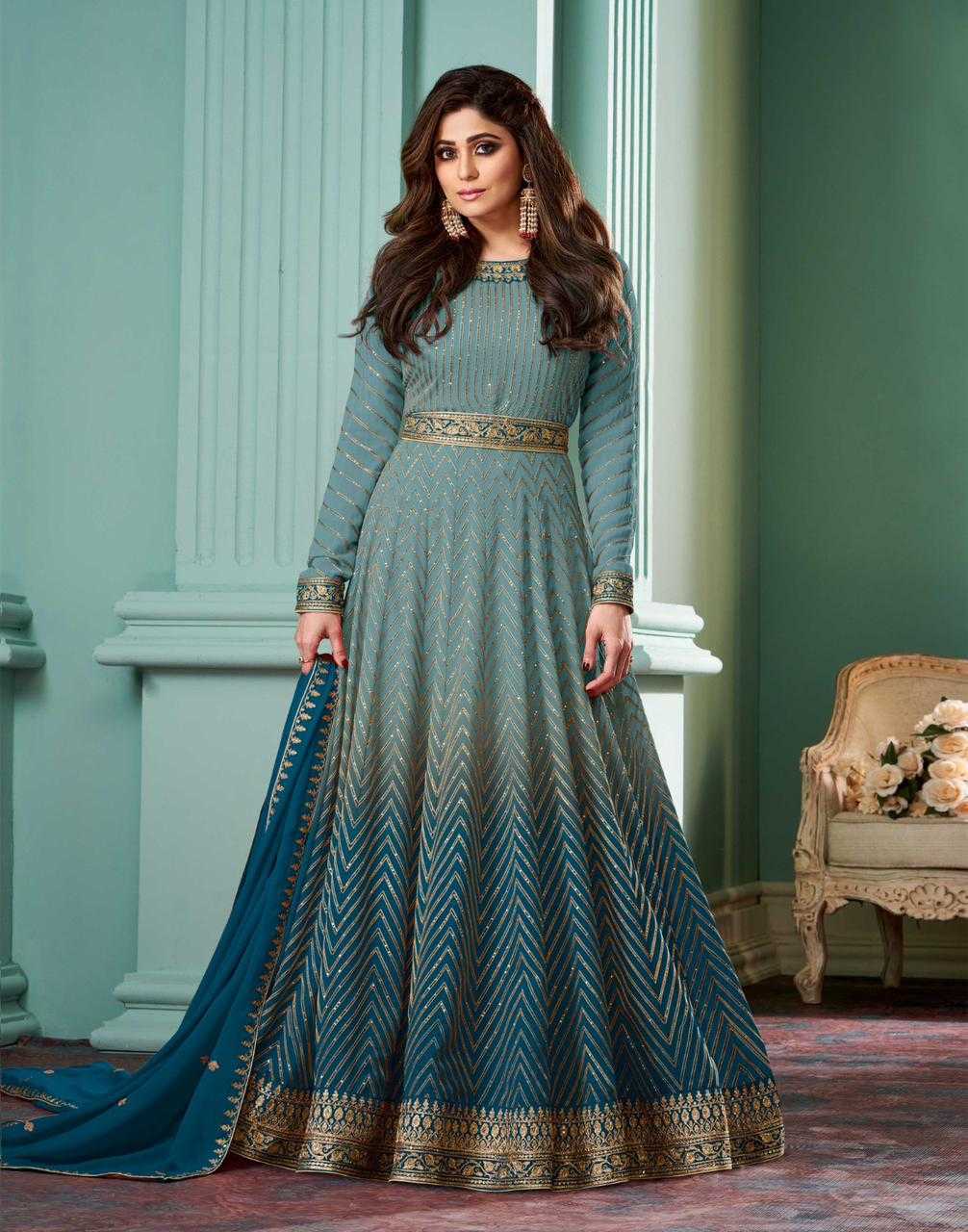 alizza carniwal by aashirwad creation fullstitch georgette gown style dress