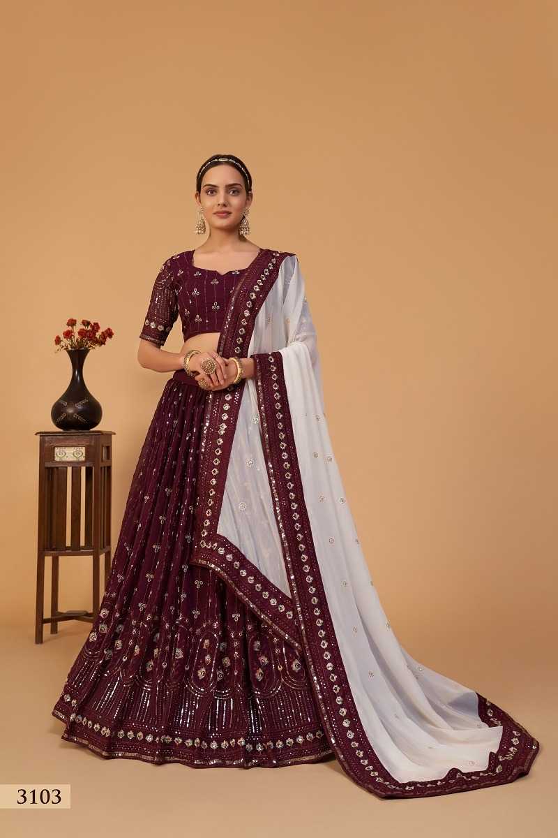 sanaya vol 1 by aawiya 3103 georgette classic semi stitch single lehenga choli