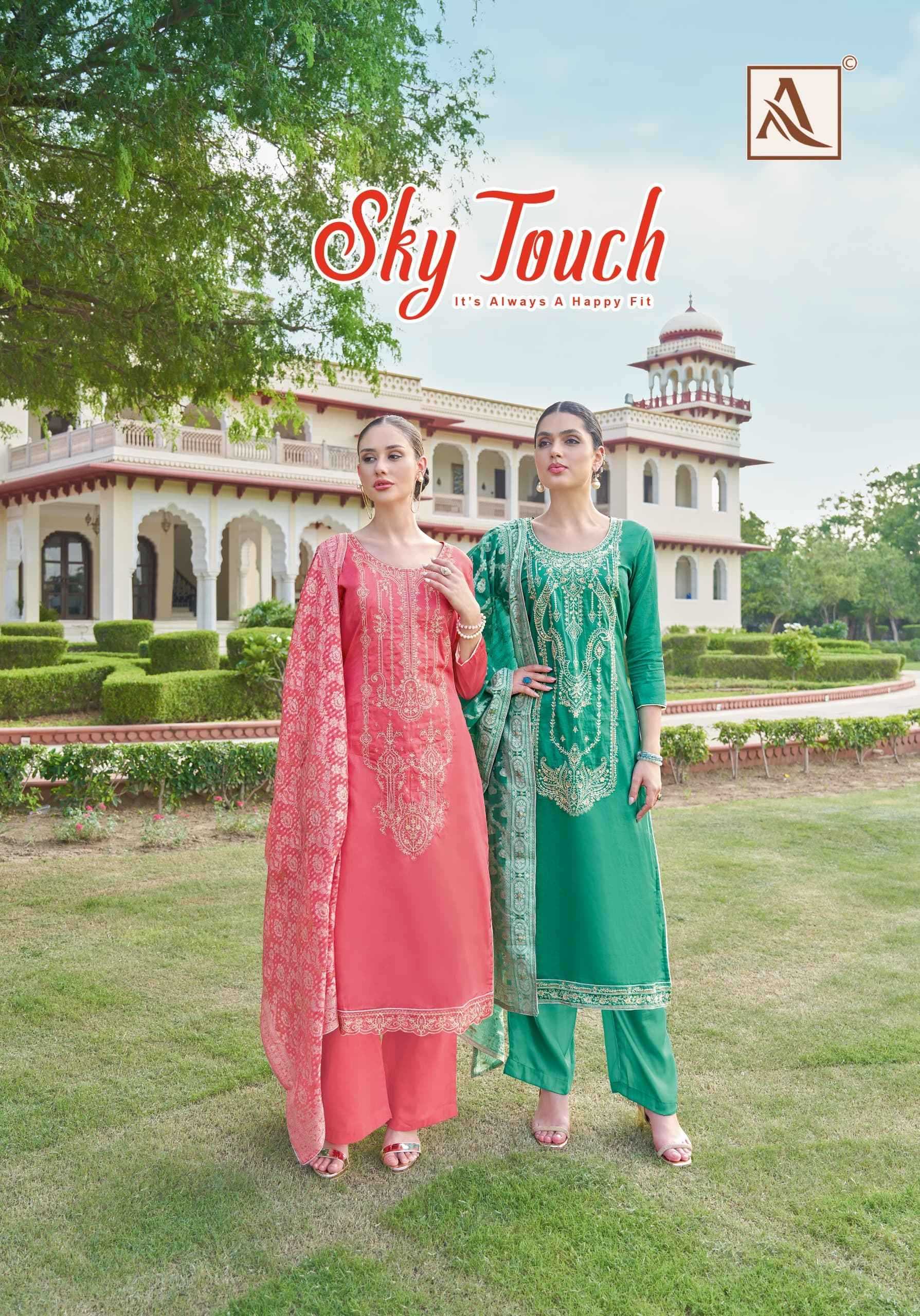 sky touch by alok suits pure cotton embroidery 3pcs dress