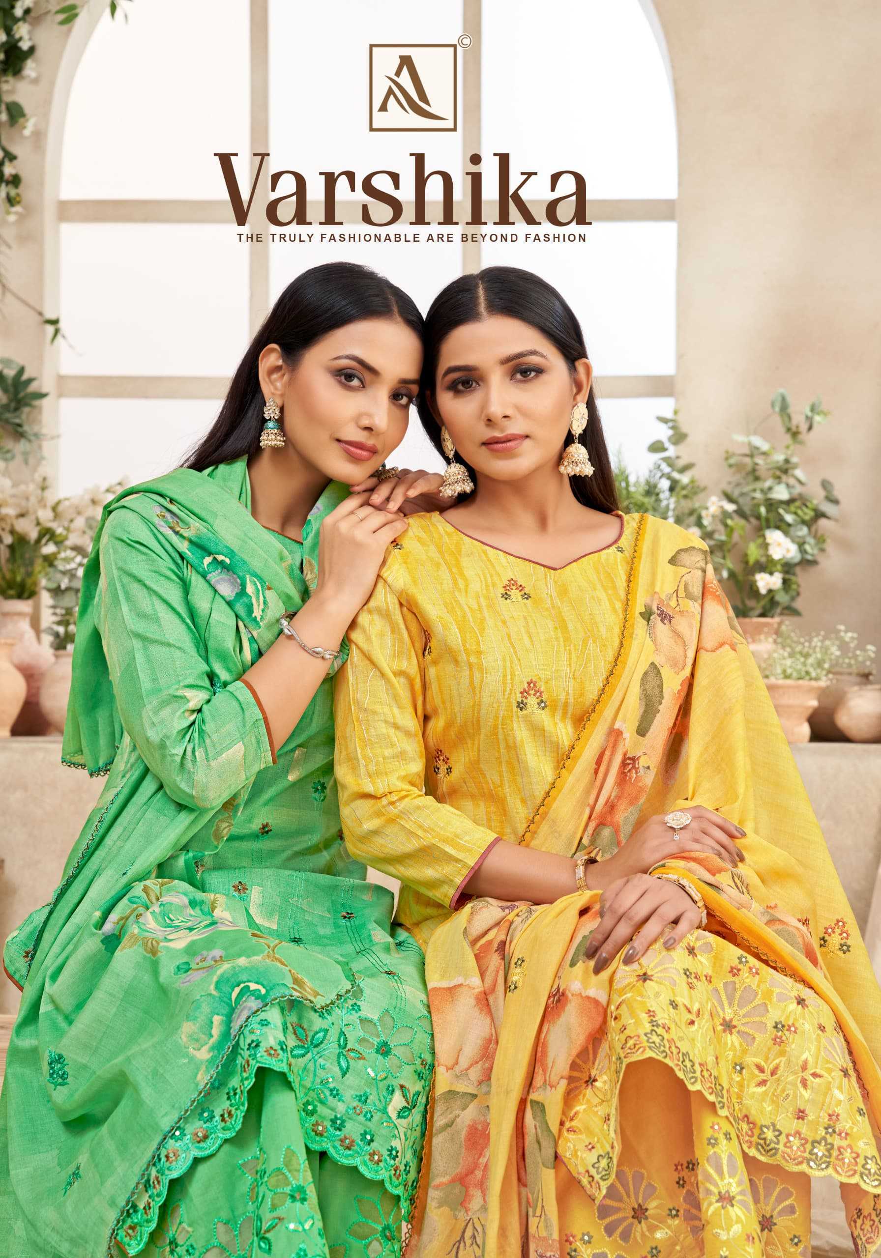 varshika by alok suits unique print cambric cotton 3pcs dress